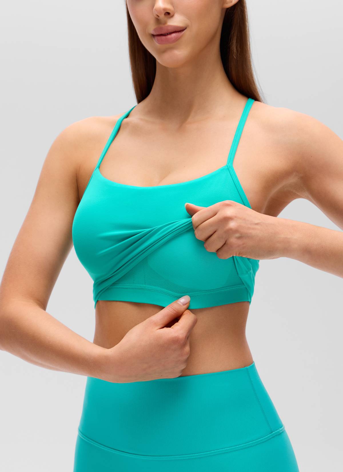CRZ YOGA Wanita Butterluxe Bra Sukan Longline Y Back Crop Tank Top Tropics Teal
