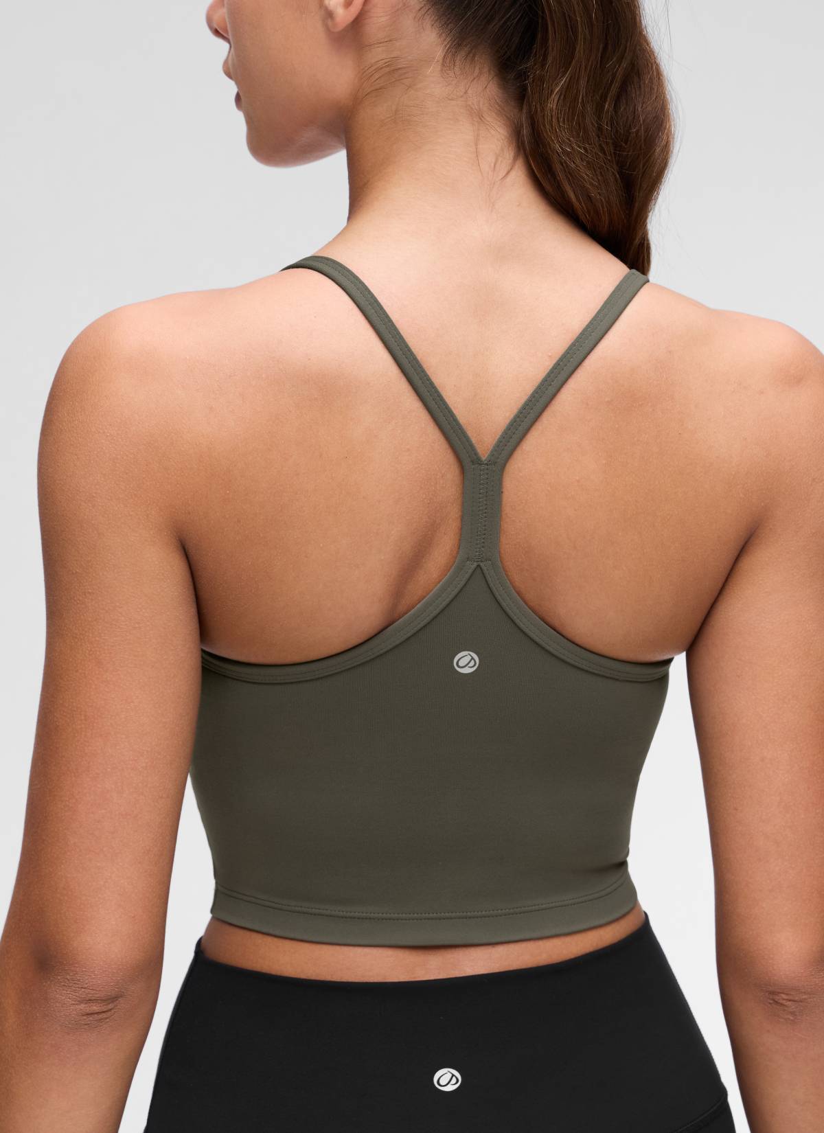 CRZ YOGA Wanita Butterluxe Bra Sukan Garis Panjang Belakang Y Tank Top Potongan Hijau Tentera Muda