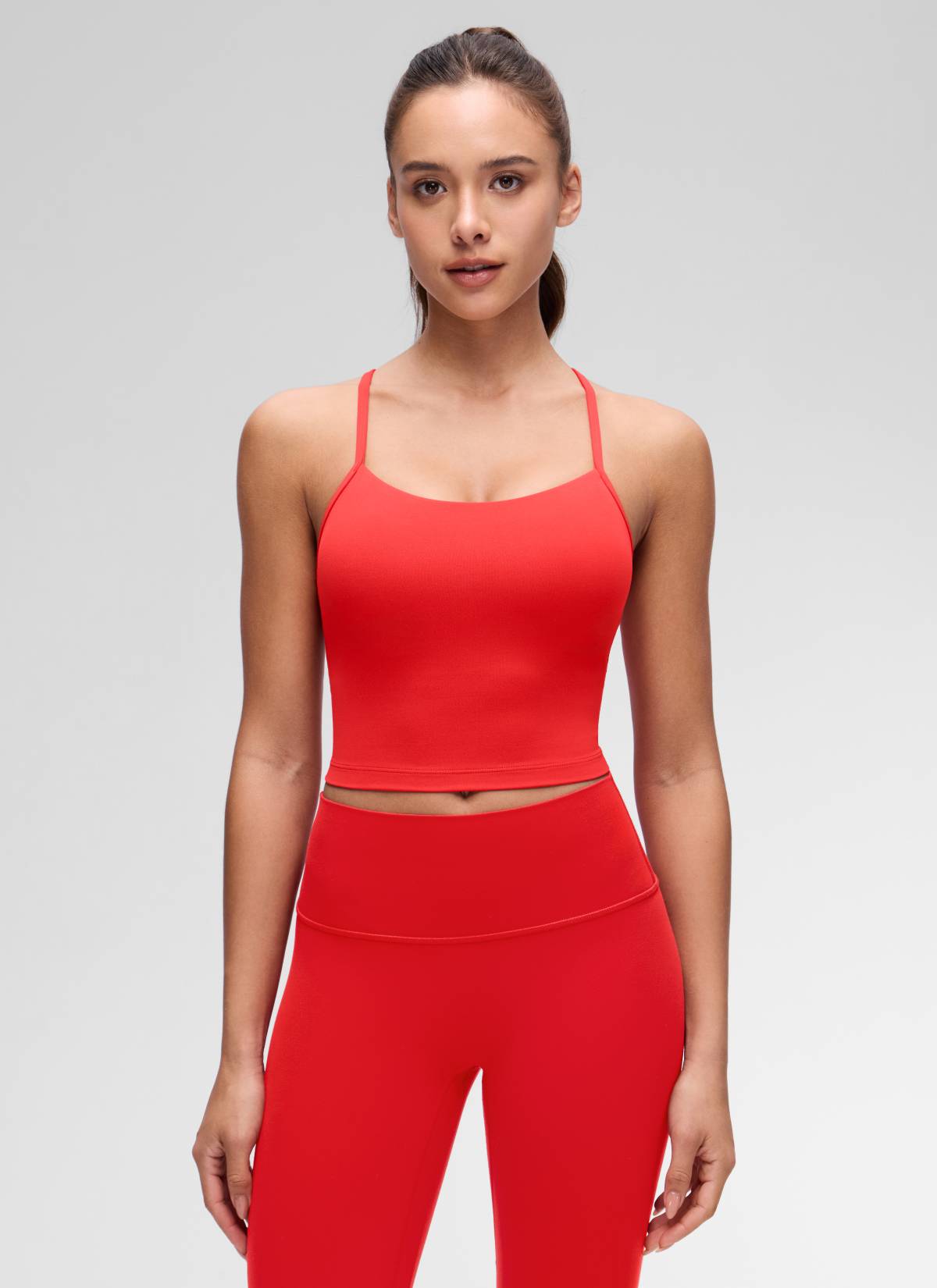 CRZ YOGA Wanita Butterluxe Bra Sukan Garis Panjang Y Belakang Tank Top Potongan Merah Tua