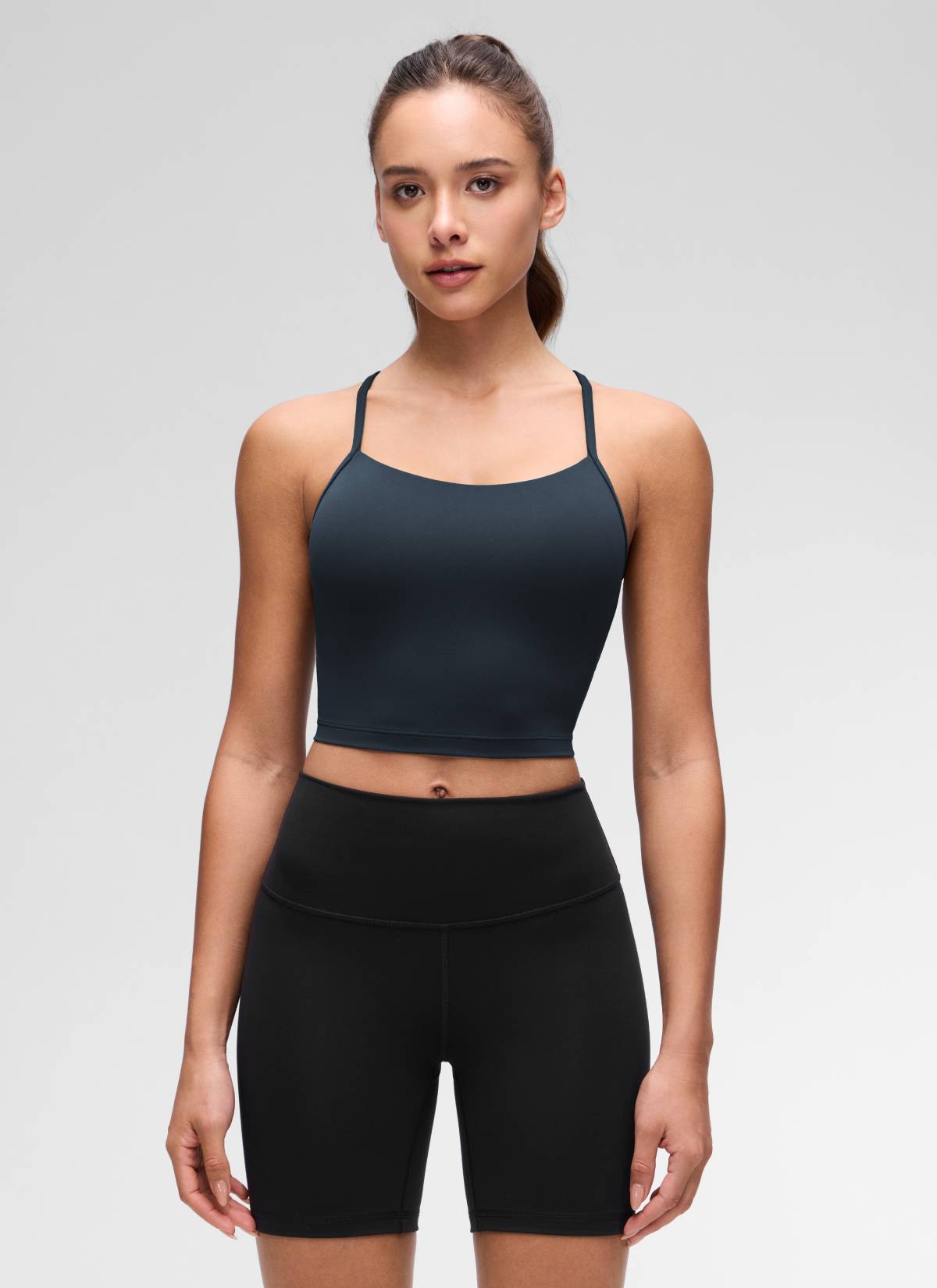 CRZ YOGA Wanita Butterluxe Bra Sukan Garis Panjang Y Belakang Tank Top True Navy