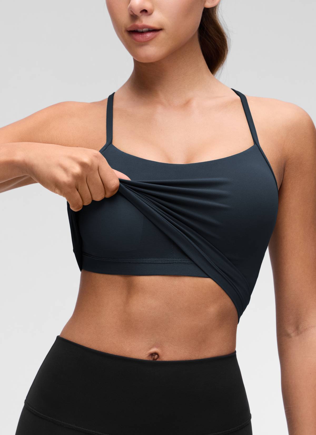 CRZ YOGA Wanita Butterluxe Bra Sukan Garis Panjang Y Belakang Tank Top True Navy