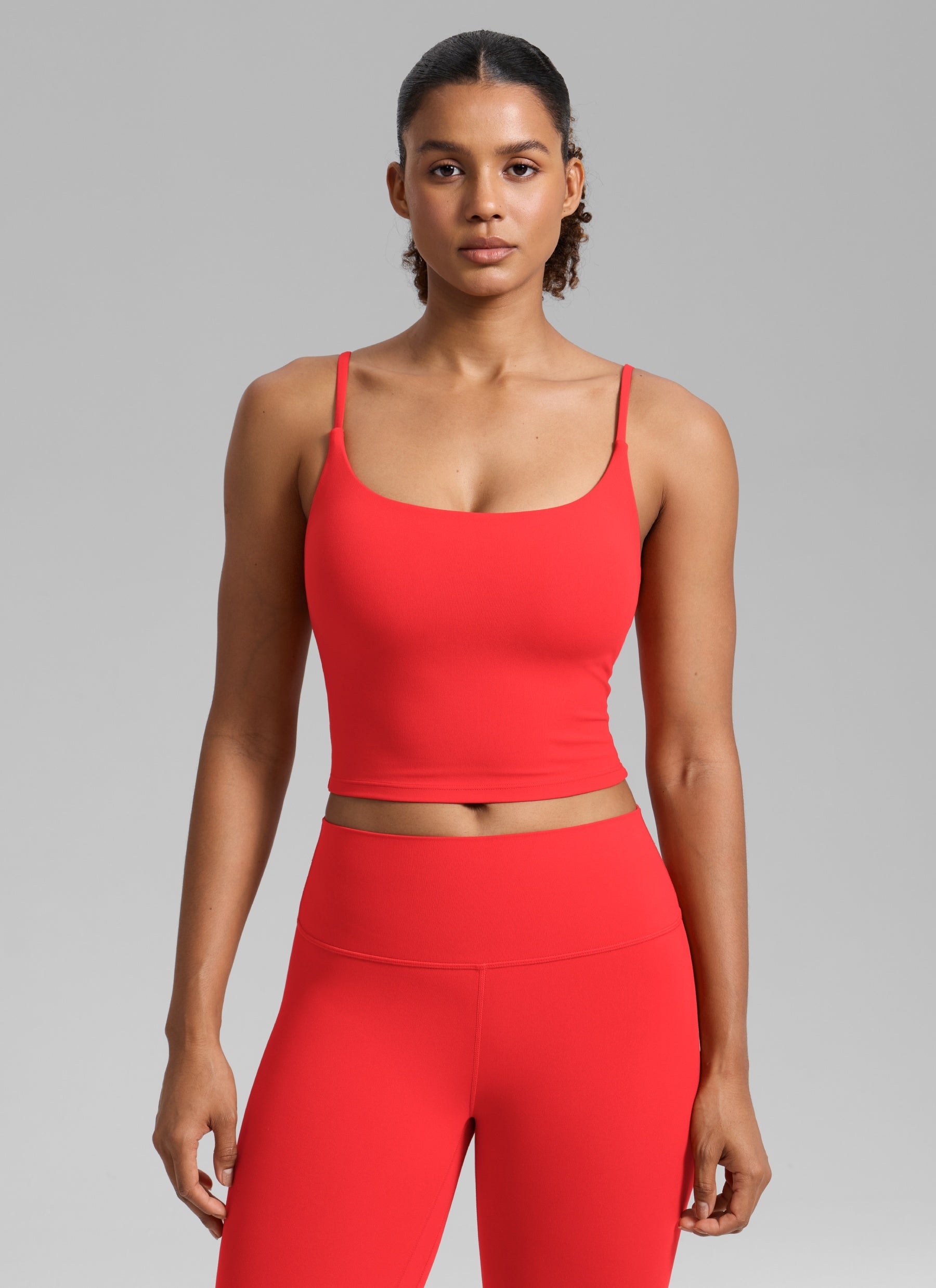CRZ YOGA Wanita Butterlift Bra Sukan Yoga Garis Panjang Leher Scoop U Belakang Merah Tua