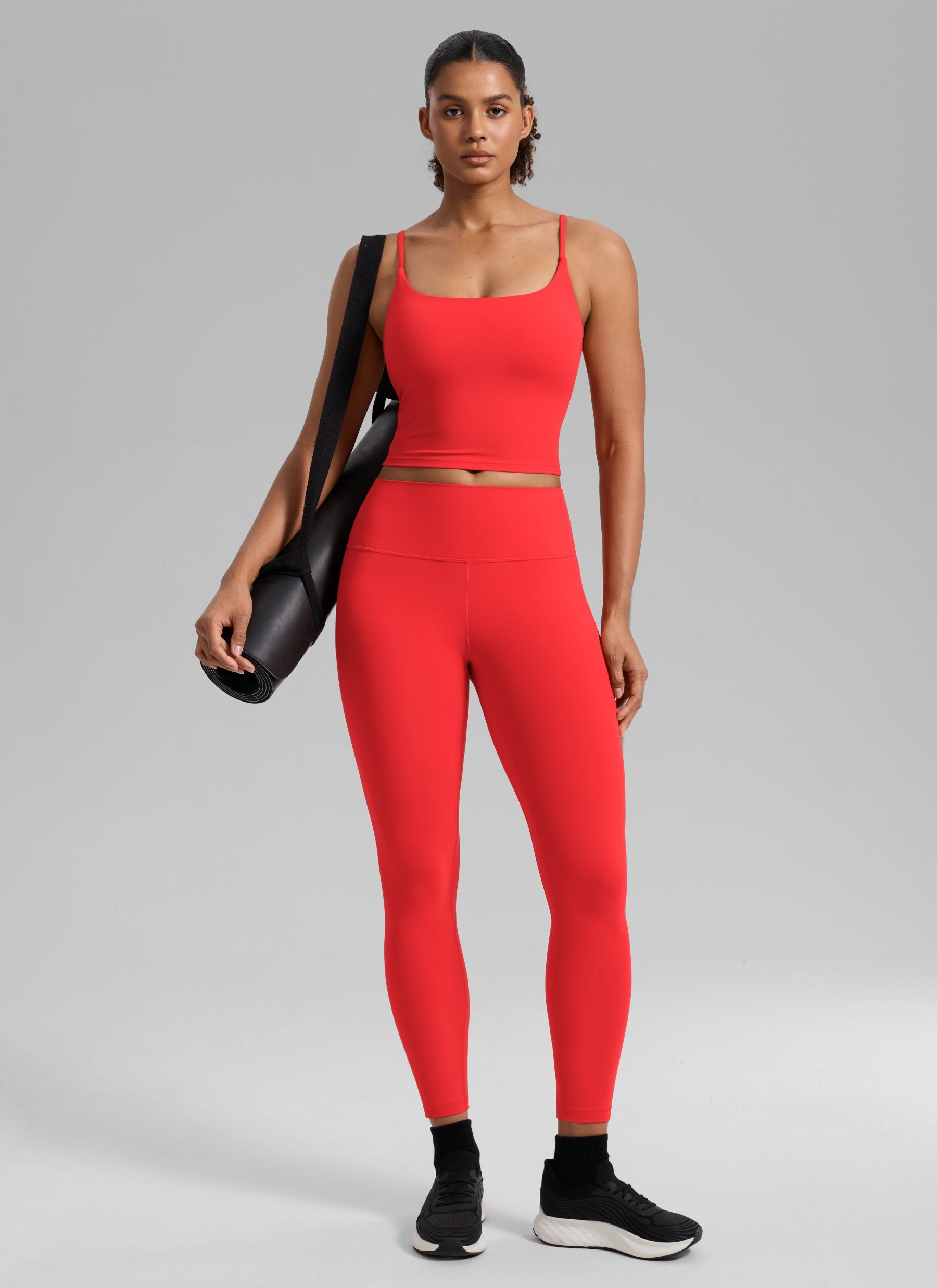 CRZ YOGA Wanita Butterlift Bra Sukan Yoga Garis Panjang Leher Scoop U Belakang Merah Tua