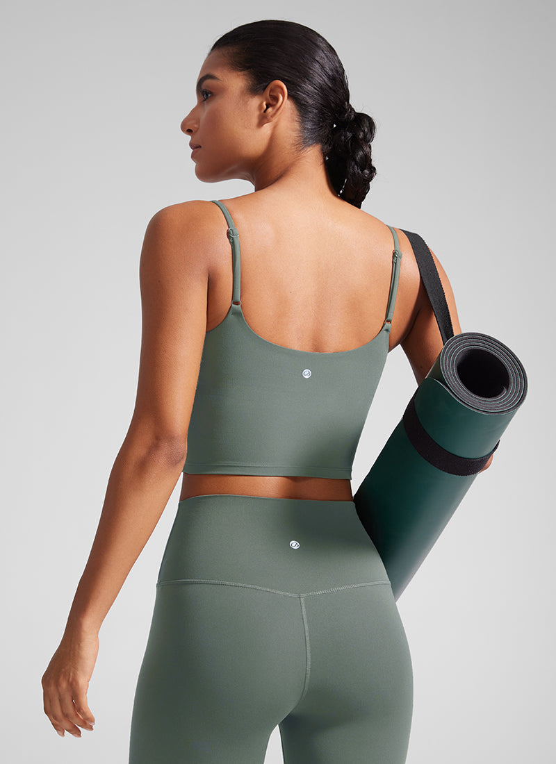 CRZ YOGA Wanita Butterlift Bra Sukan Yoga Garis Panjang Leher Scoop U Belakang Kelabu Sage