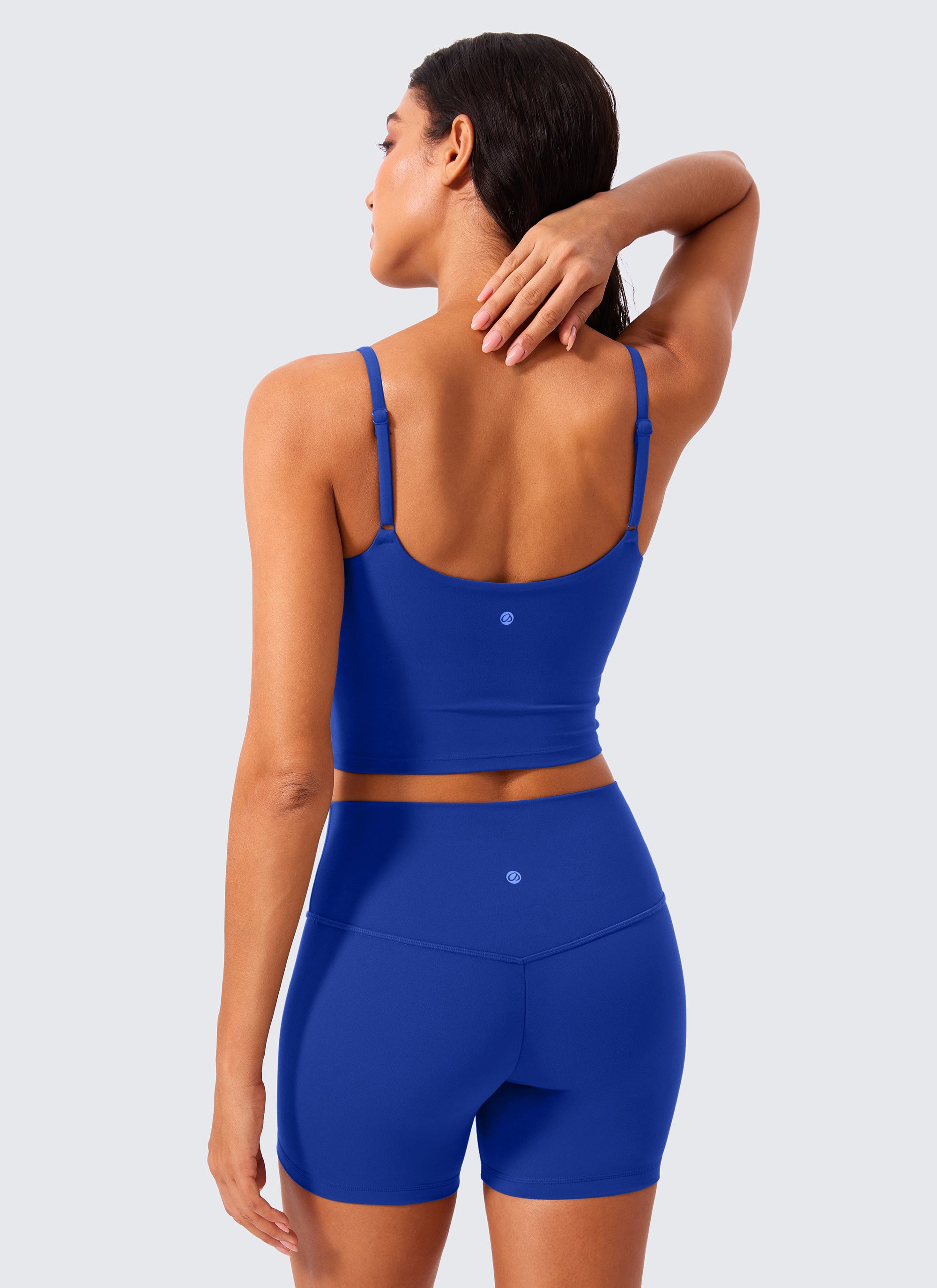 CRZ YOGA Wanita Butterlift Bra Sukan Yoga Garis Panjang Leher Scoop U Belakang Biru Gelombang