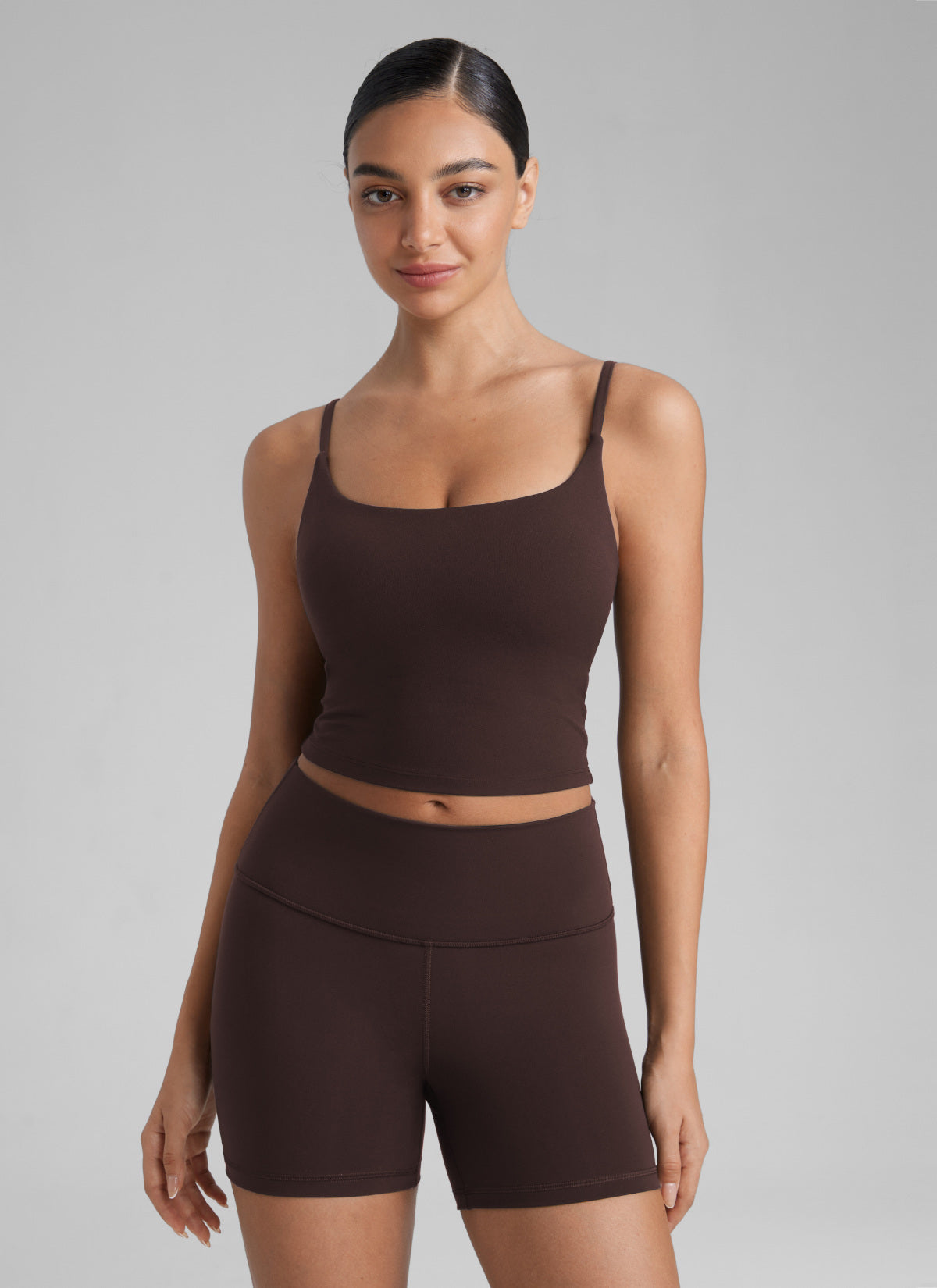 CRZ YOGA Wanita Butterlift Bra Sukan Yoga Tali Panjang Leher Scoop U Belakang Coklat Panas Fudge