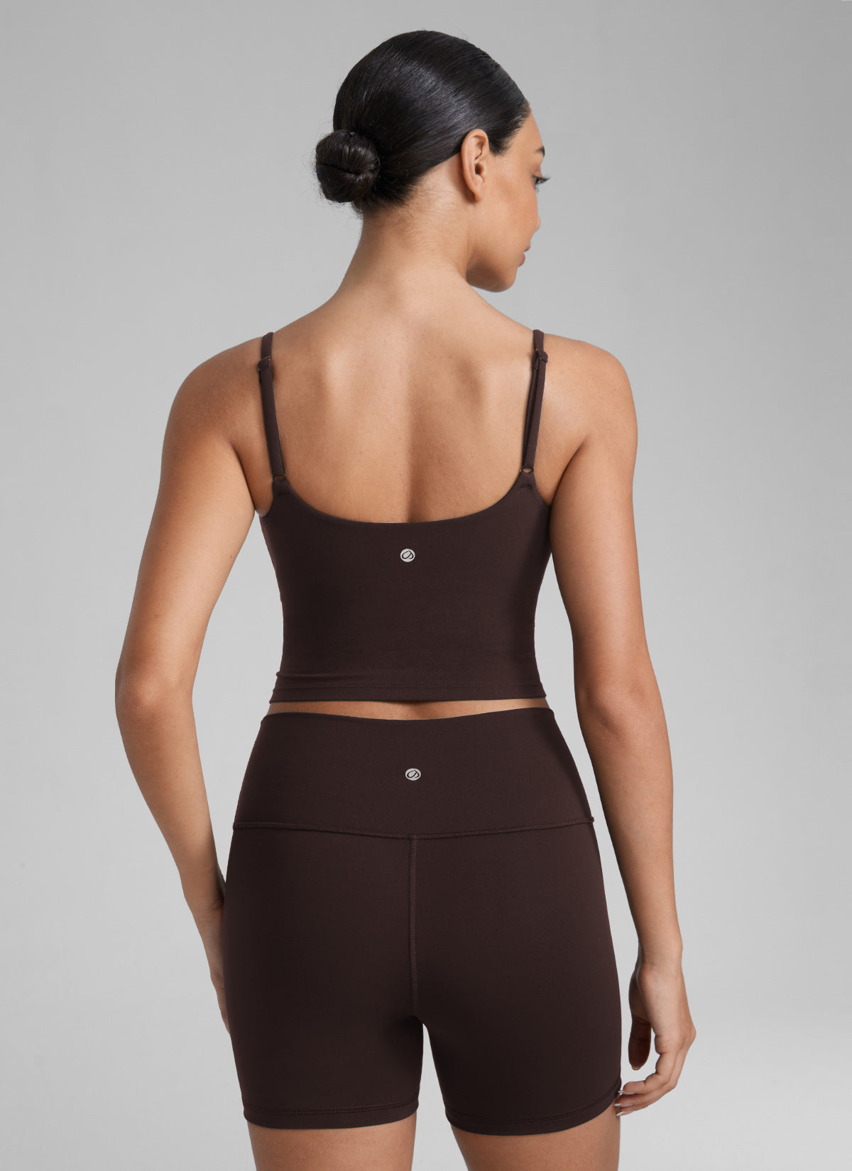 CRZ YOGA Wanita Butterlift Bra Sukan Yoga Tali Panjang Leher Scoop U Belakang Coklat Panas Fudge