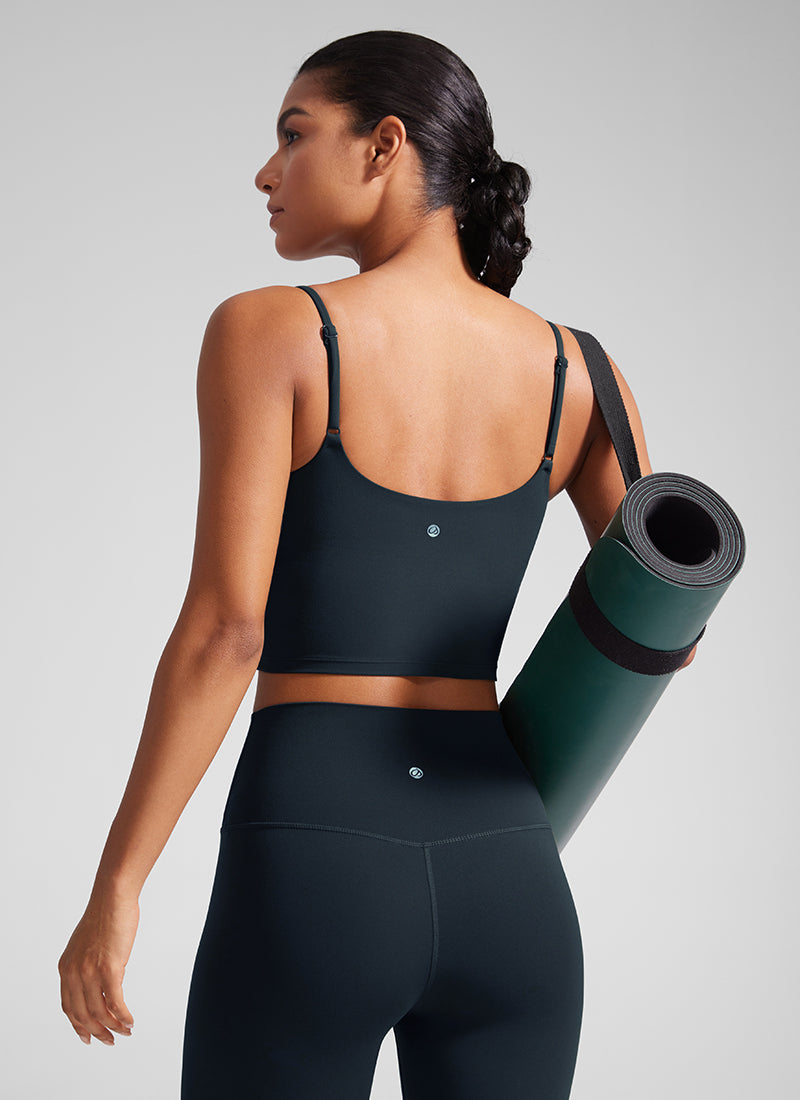 CRZ YOGA Wanita Butterlift Bra Sukan Yoga Tali Panjang Leher Scoop U Belakang True Navy