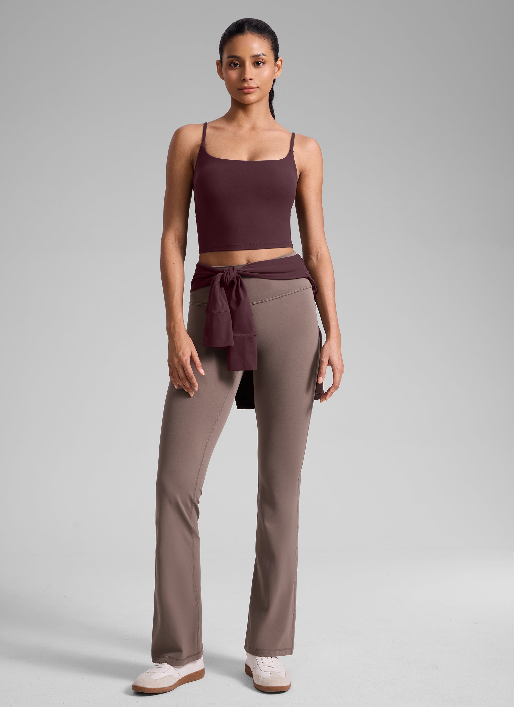 CRZ YOGA Wanita Butterlift Bra Sukan Yoga Garis Panjang Leher Scoop U Belakang Plum Masak