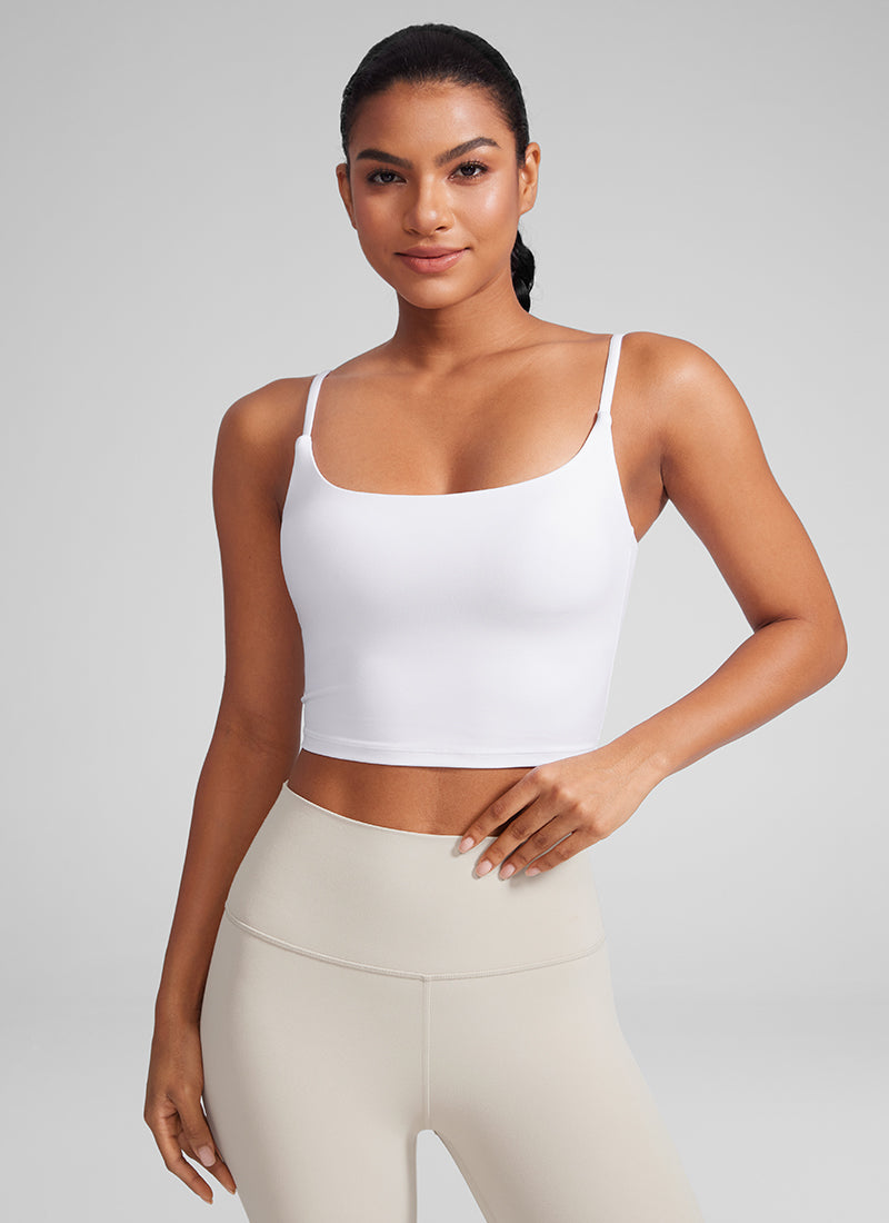 CRZ YOGA Wanita Butterlift Bra Sukan Yoga Tali Panjang Leher Scoop U Belakang Putih