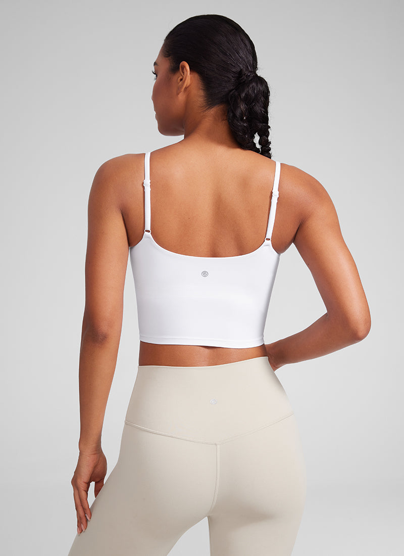 CRZ YOGA Wanita Butterlift Bra Sukan Yoga Tali Panjang Leher Scoop U Belakang Putih