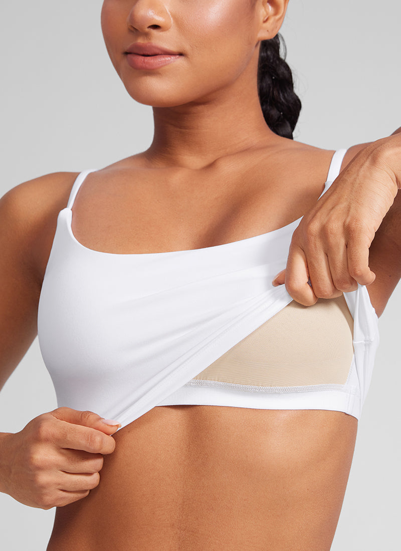 CRZ YOGA Wanita Butterlift Bra Sukan Yoga Tali Panjang Leher Scoop U Belakang Putih