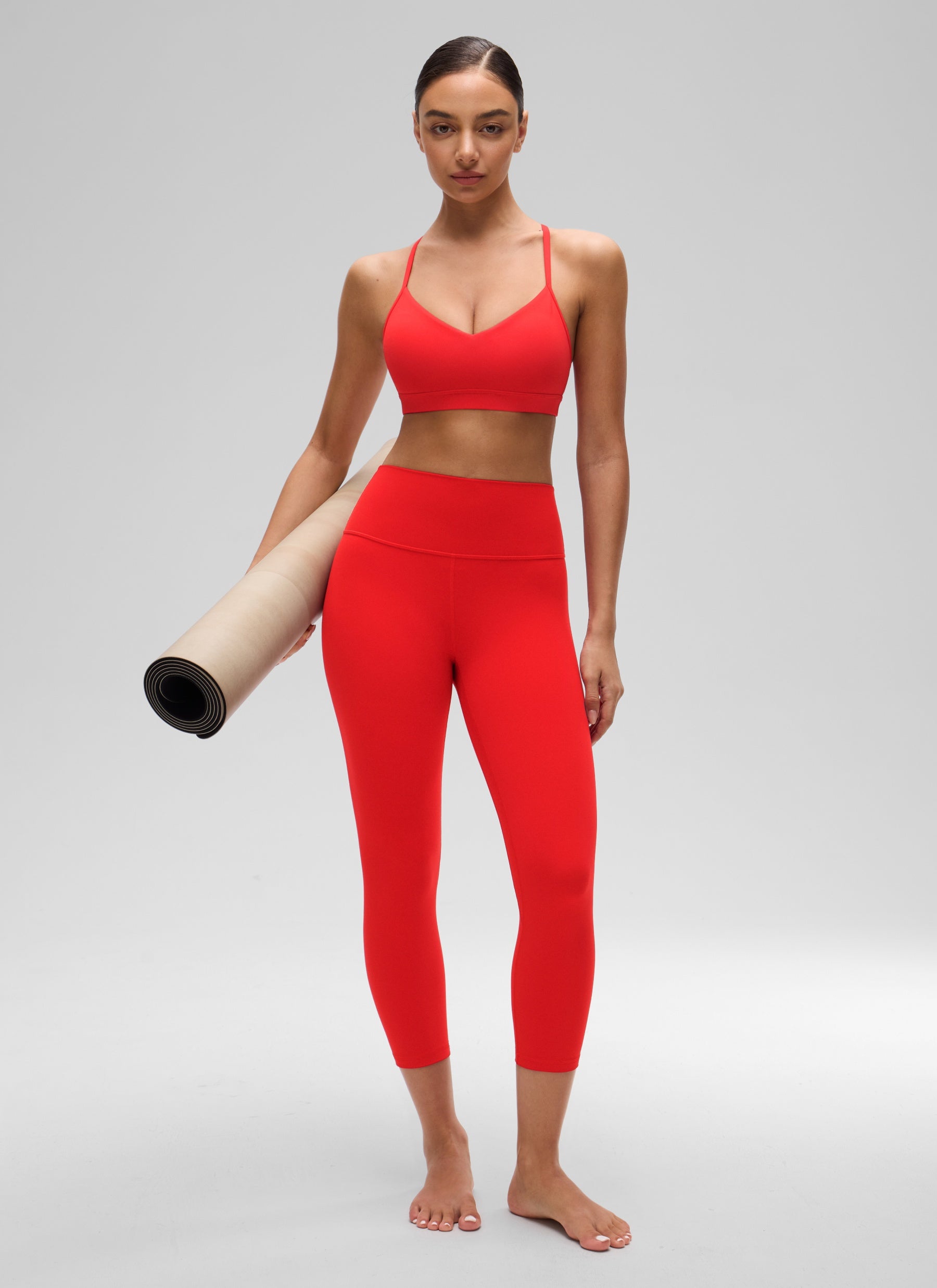 CRZ YOGA Butterluxe Bra Sukan Yoga Berlapik Leher V Wanita Merah Tua