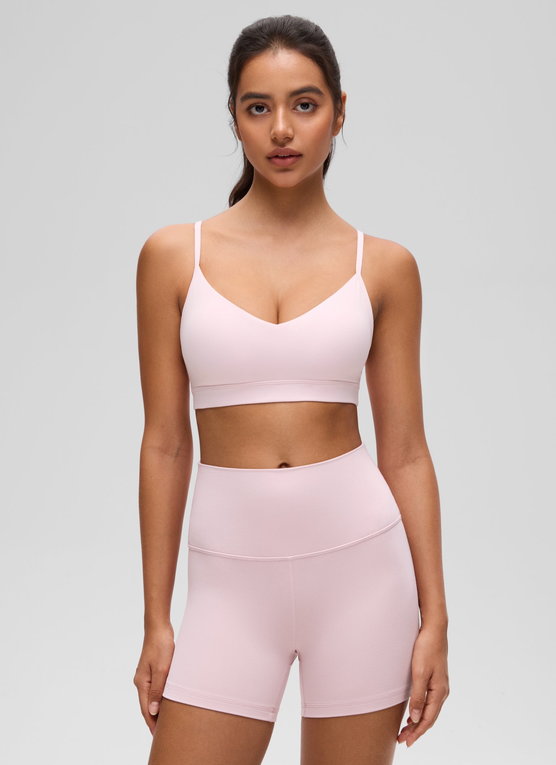 CRZ YOGA Butterluxe Bra Sukan Yoga Berlapik Leher V Wanita Strawberi Merah Jambu