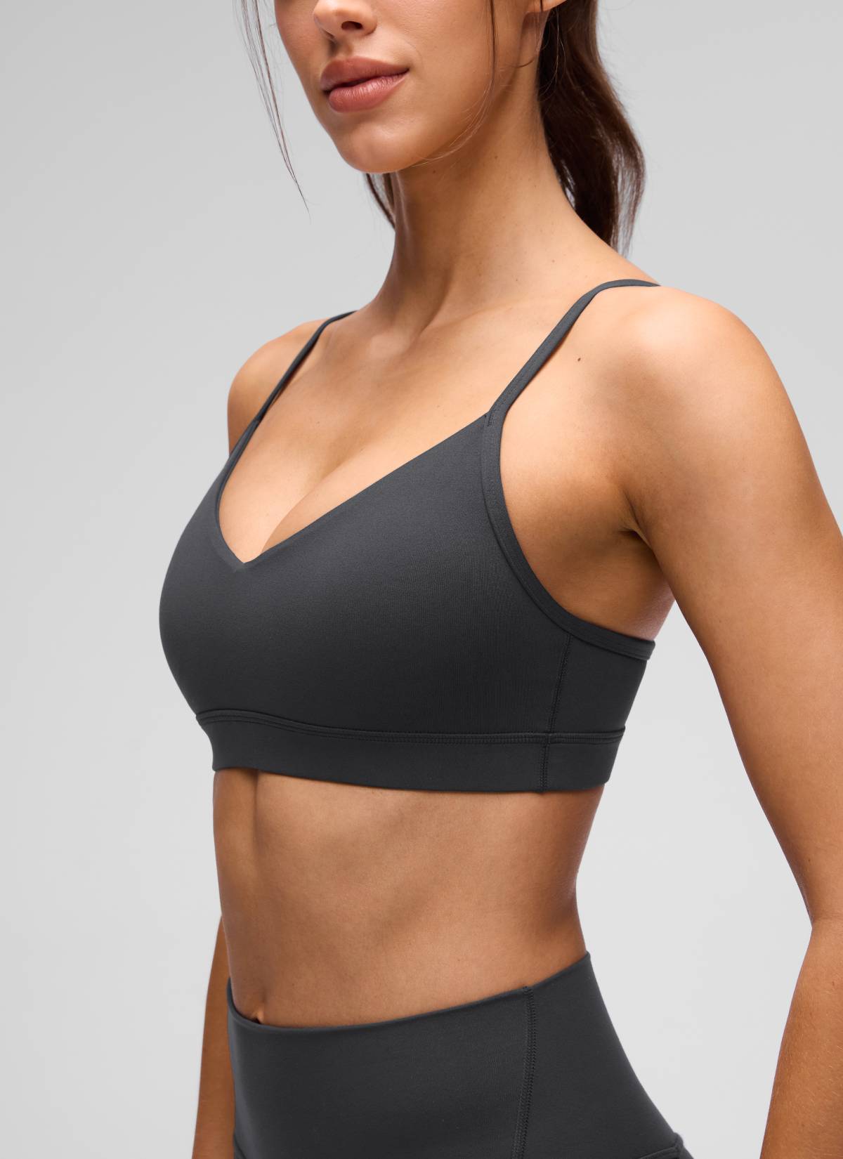 CRZ YOGA Butterluxe Bra Sukan Yoga Berlapik Leher V Wanita Kelabu Misterius