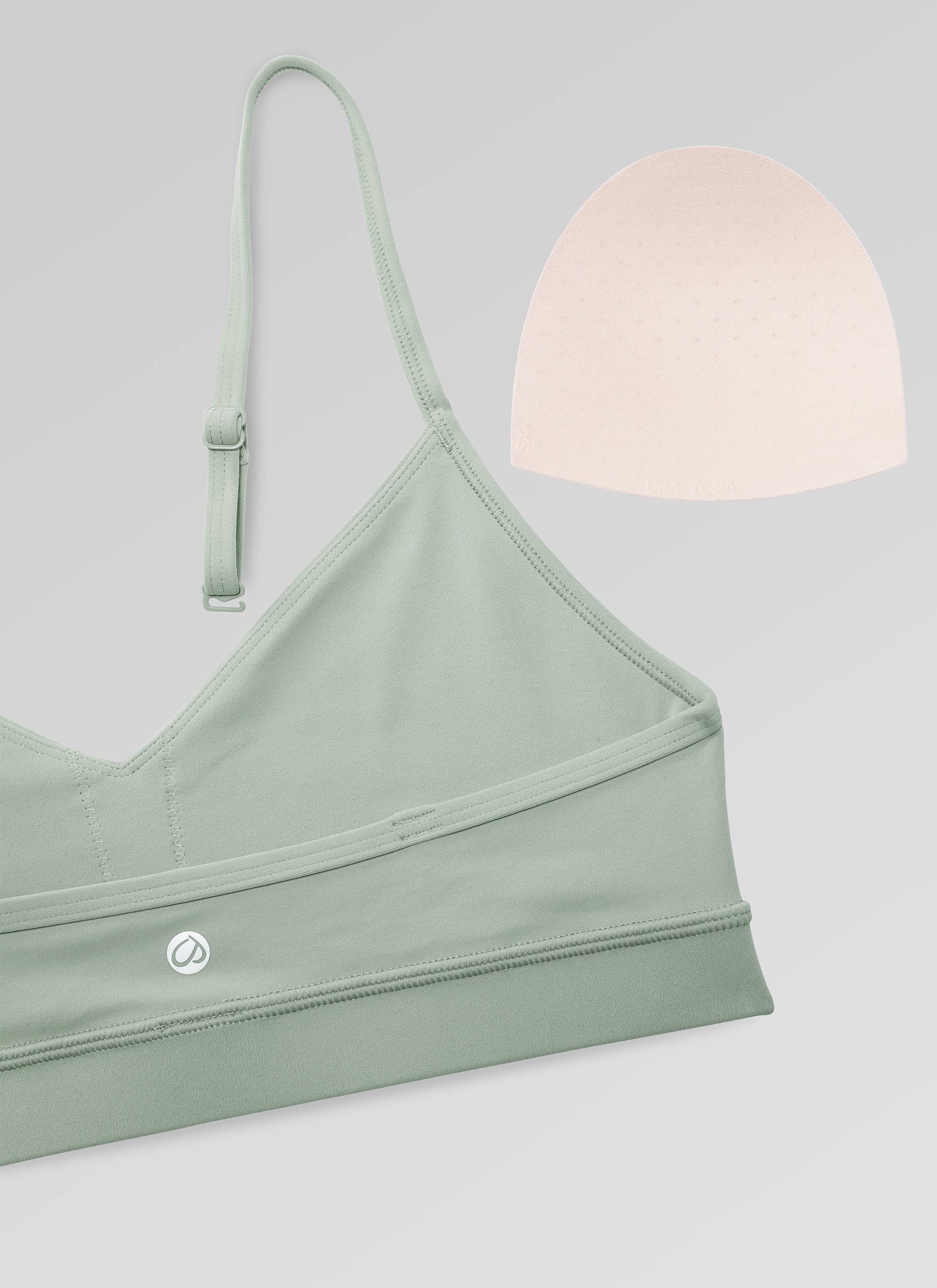 CRZ YOGA Butterluxe Bra Sukan Berlapik Yoga Kamisol Leher V Wanita Green Palm Court