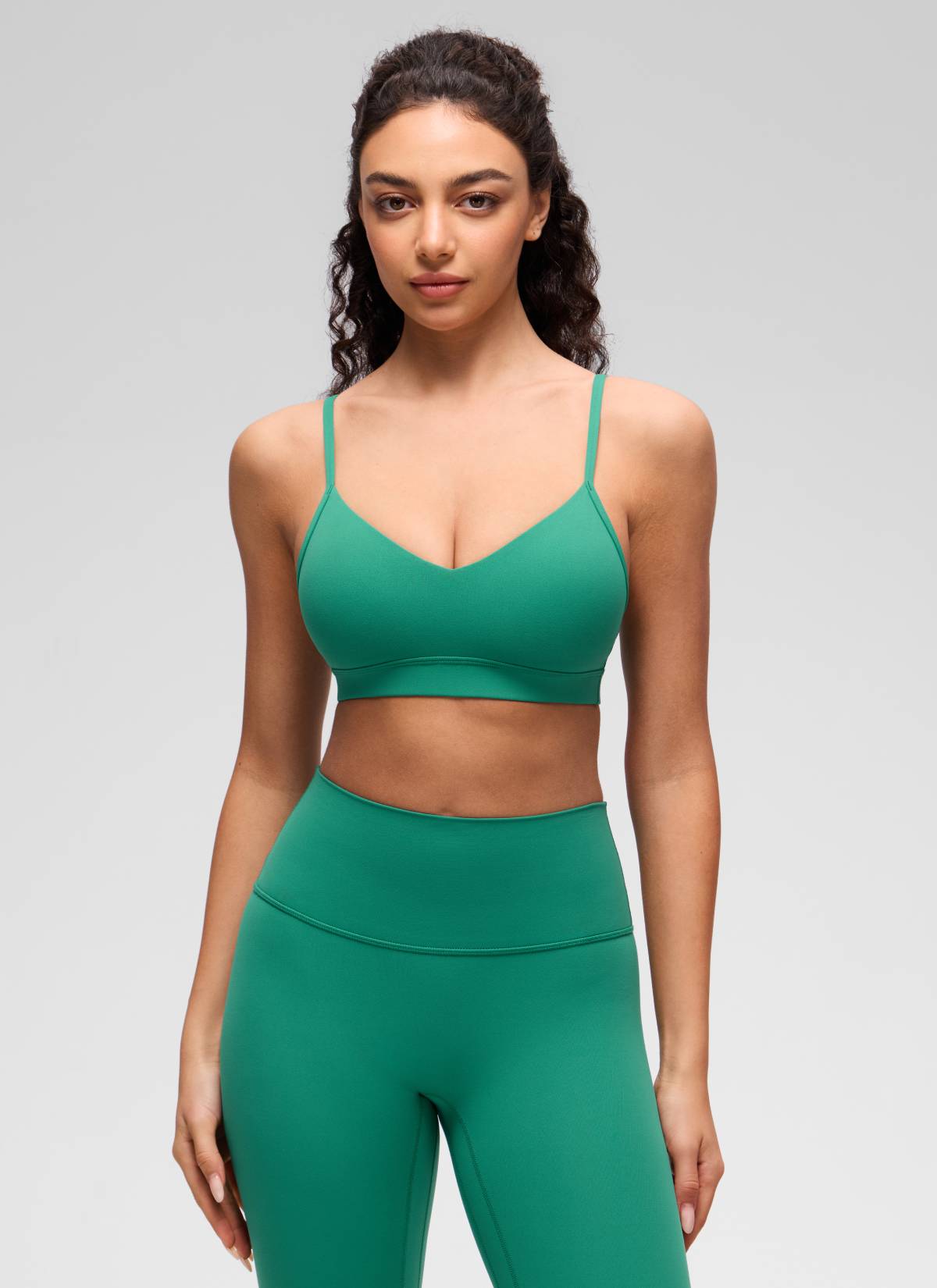 CRZ YOGA Butterluxe Bra Sukan Yoga Berlapik Leher V Wanita Hijau Cascadia