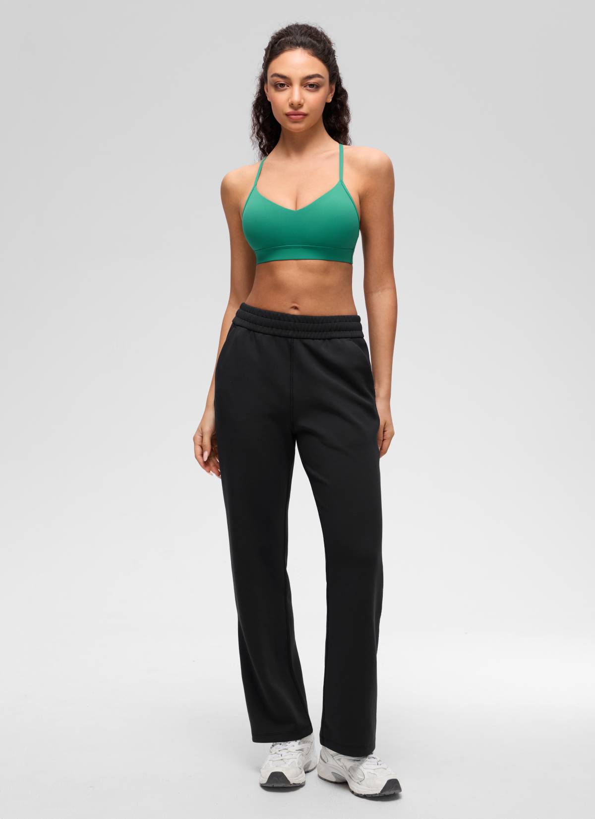 CRZ YOGA Butterluxe Bra Sukan Yoga Berlapik Leher V Wanita Hijau Cascadia