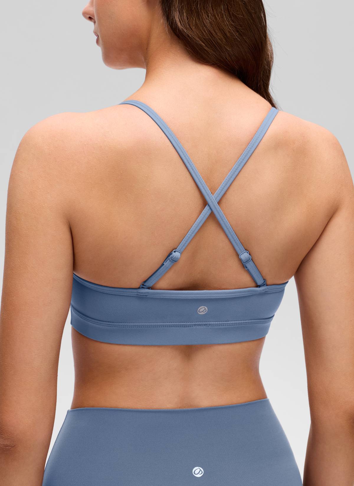CRZ YOGA Butterluxe Bra Sukan Yoga Berlapik Leher V Wanita Denim Dibasuh