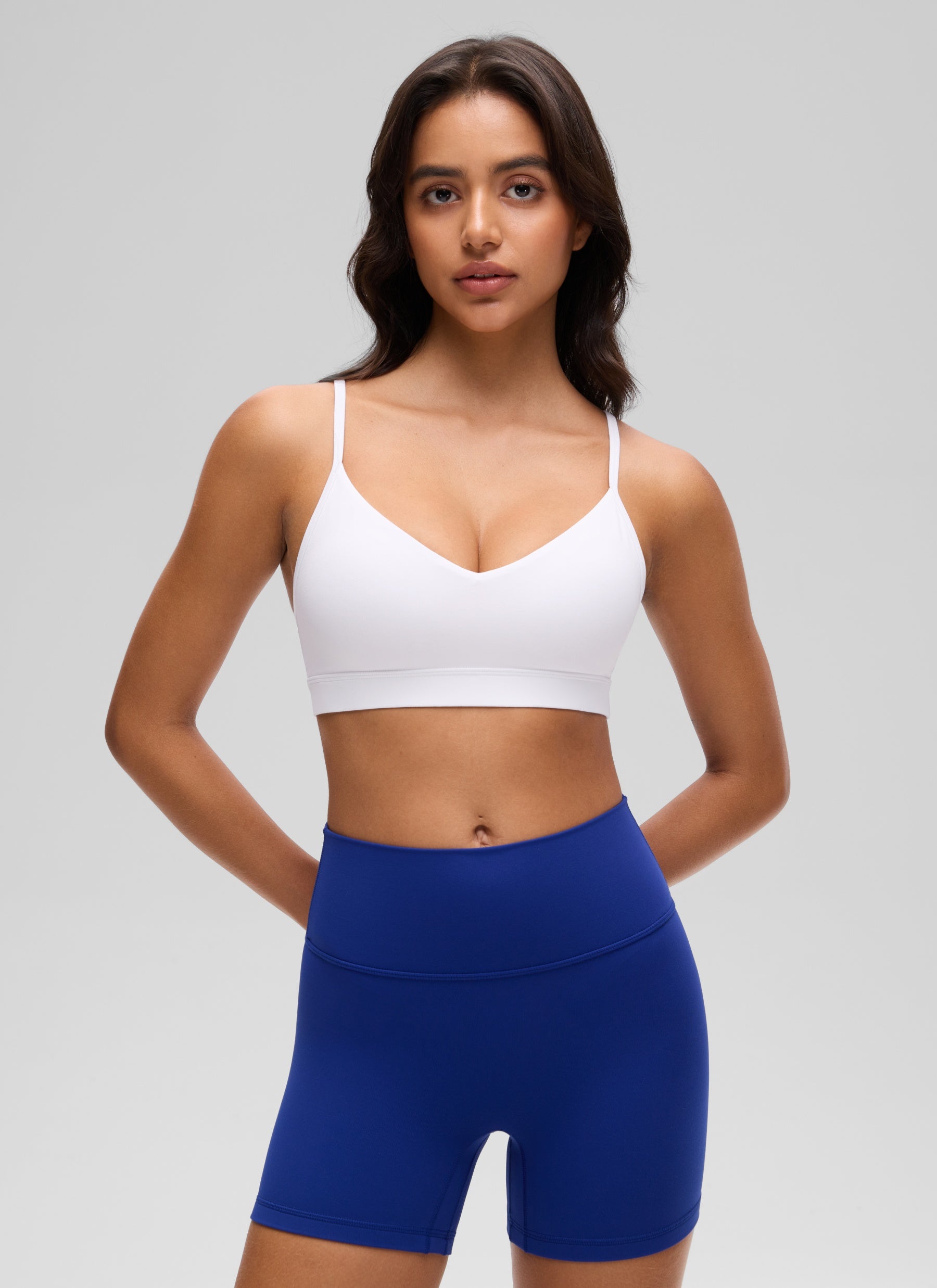 CRZ YOGA Butterluxe Bra Sukan Yoga Berlapik Leher V Wanita Putih
