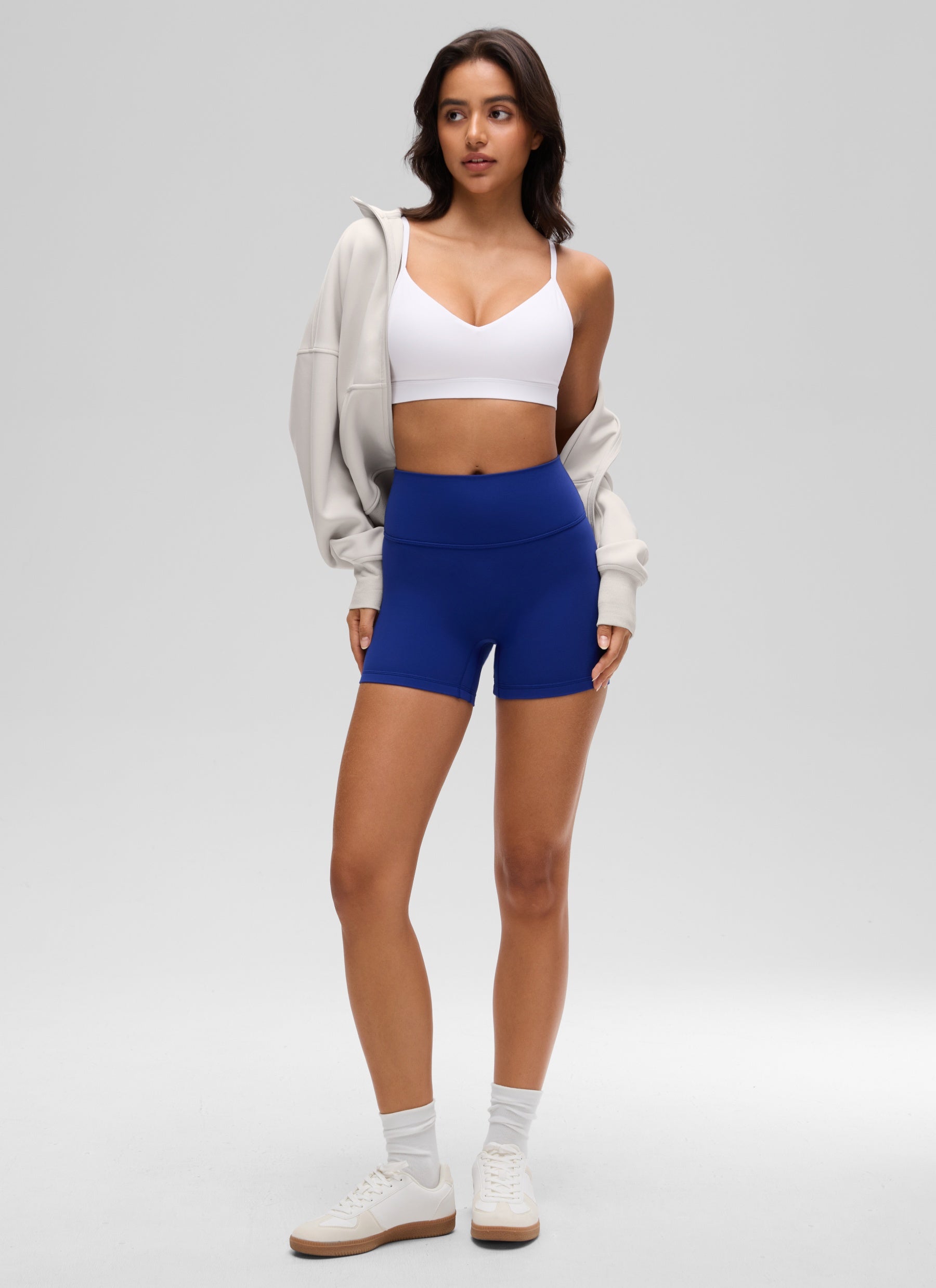 CRZ YOGA Butterluxe Bra Sukan Yoga Berlapik Leher V Wanita Putih