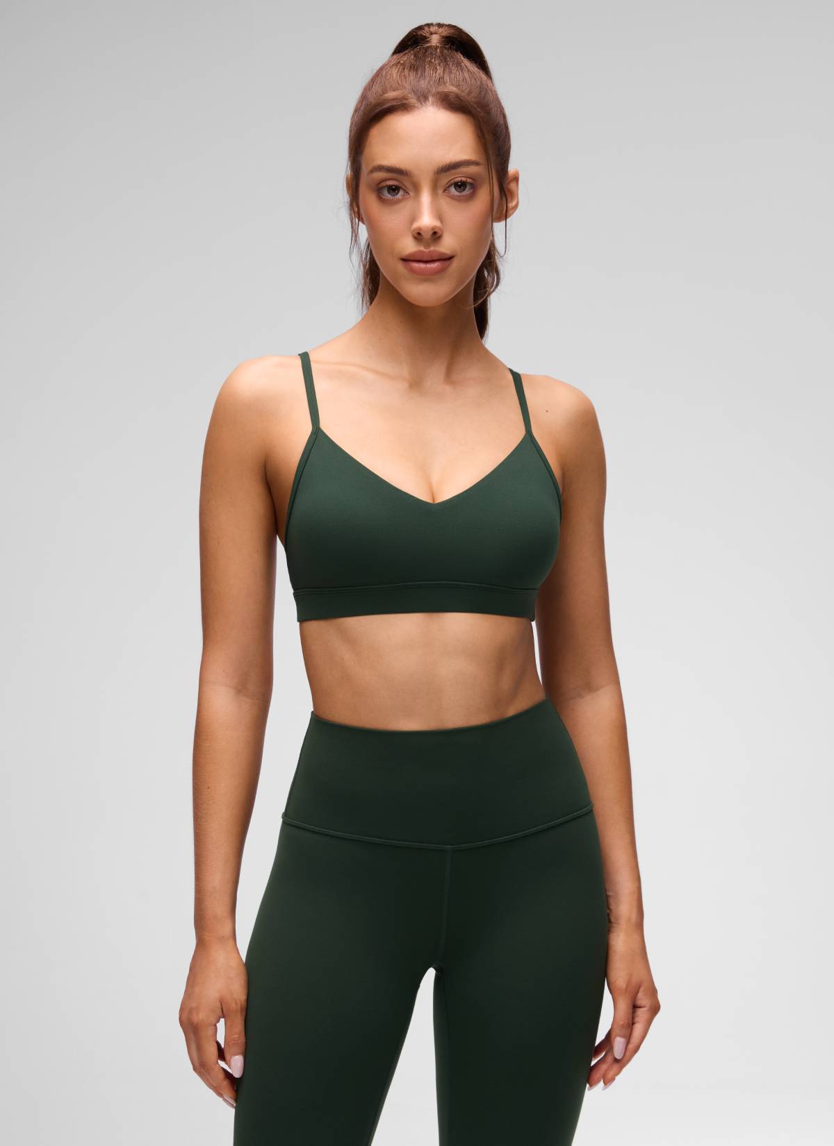 CRZ YOGA Butterluxe Bra Sukan Yoga Berlapik Leher V Wanita Warna Hijau Legend