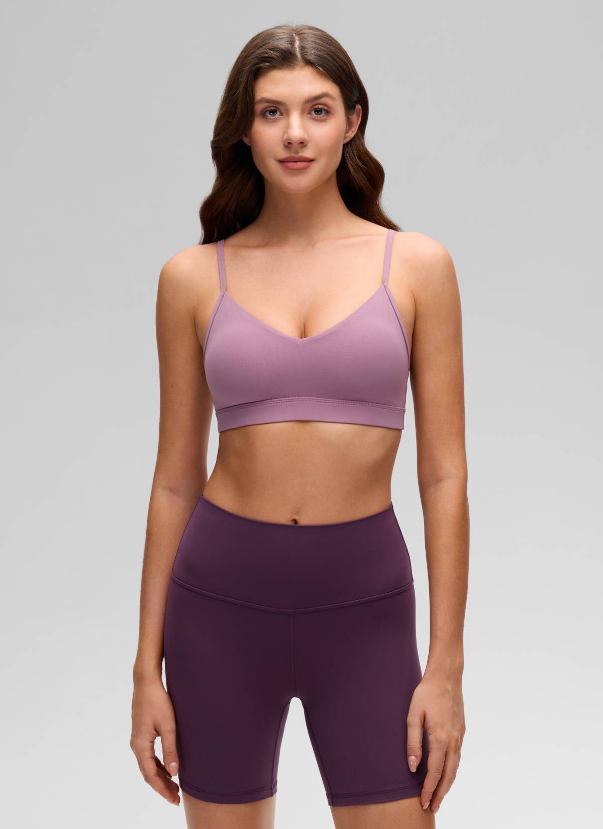 CRZ YOGA Butterluxe Bra Sukan Yoga Berlapik Leher V Wanita Lavender Muda