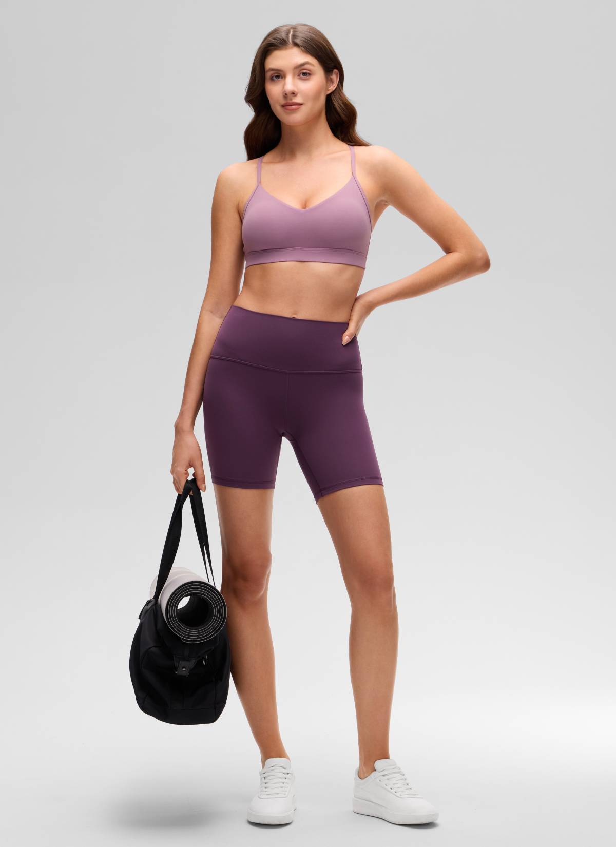 CRZ YOGA Butterluxe Bra Sukan Yoga Berlapik Leher V Wanita Lavender Muda
