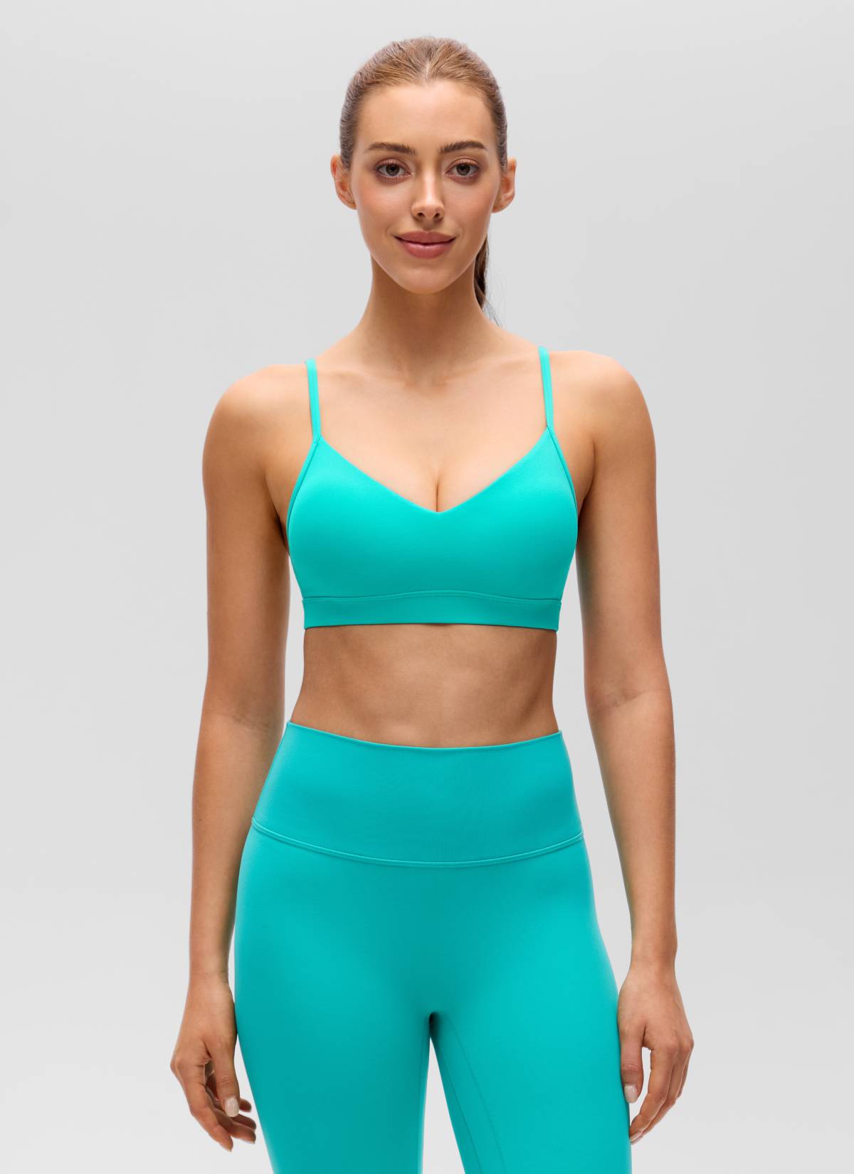 CRZ YOGA Butterluxe Bra Sukan Berlapik Yoga Kamisol Leher V Wanita Tropics Teal