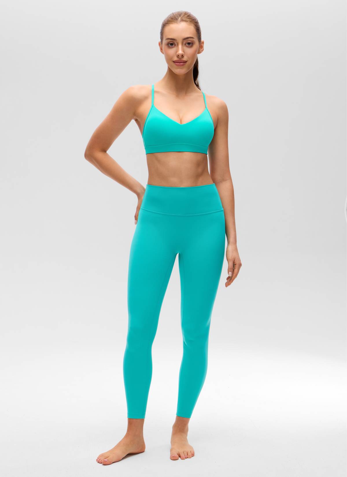 CRZ YOGA Butterluxe Bra Sukan Berlapik Yoga Kamisol Leher V Wanita Tropics Teal