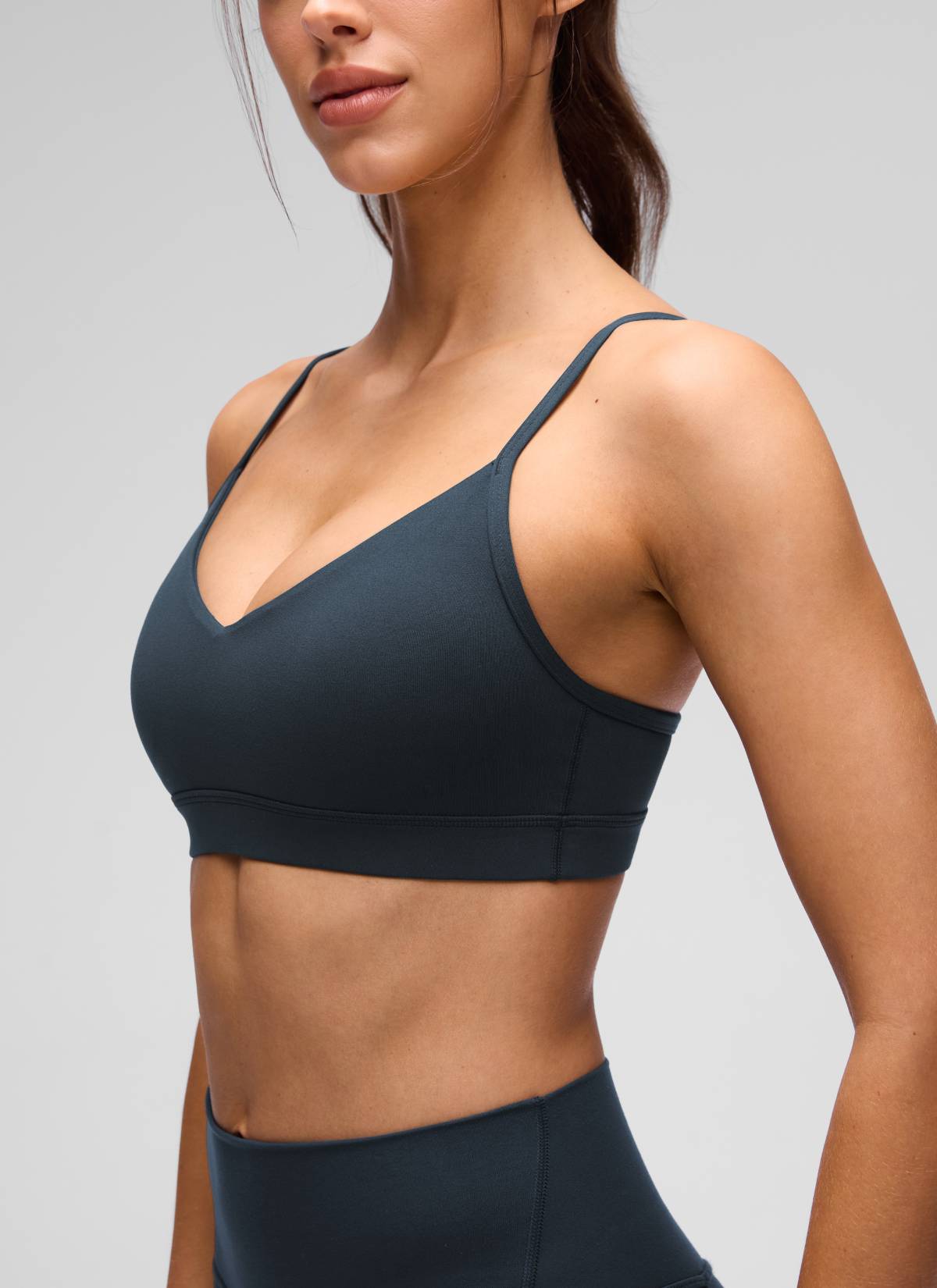 CRZ YOGA Butterluxe Bra Sukan Yoga Berlapik Leher V Wanita Warna Biru Sejati