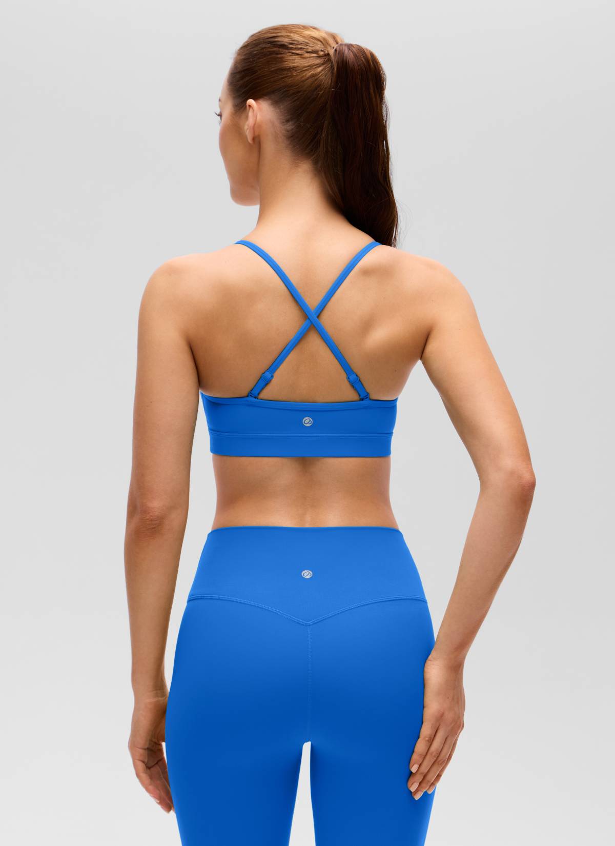 CRZ YOGA Butterluxe Bra Sukan Yoga Berlapik Leher V Wanita Berkilau Biru