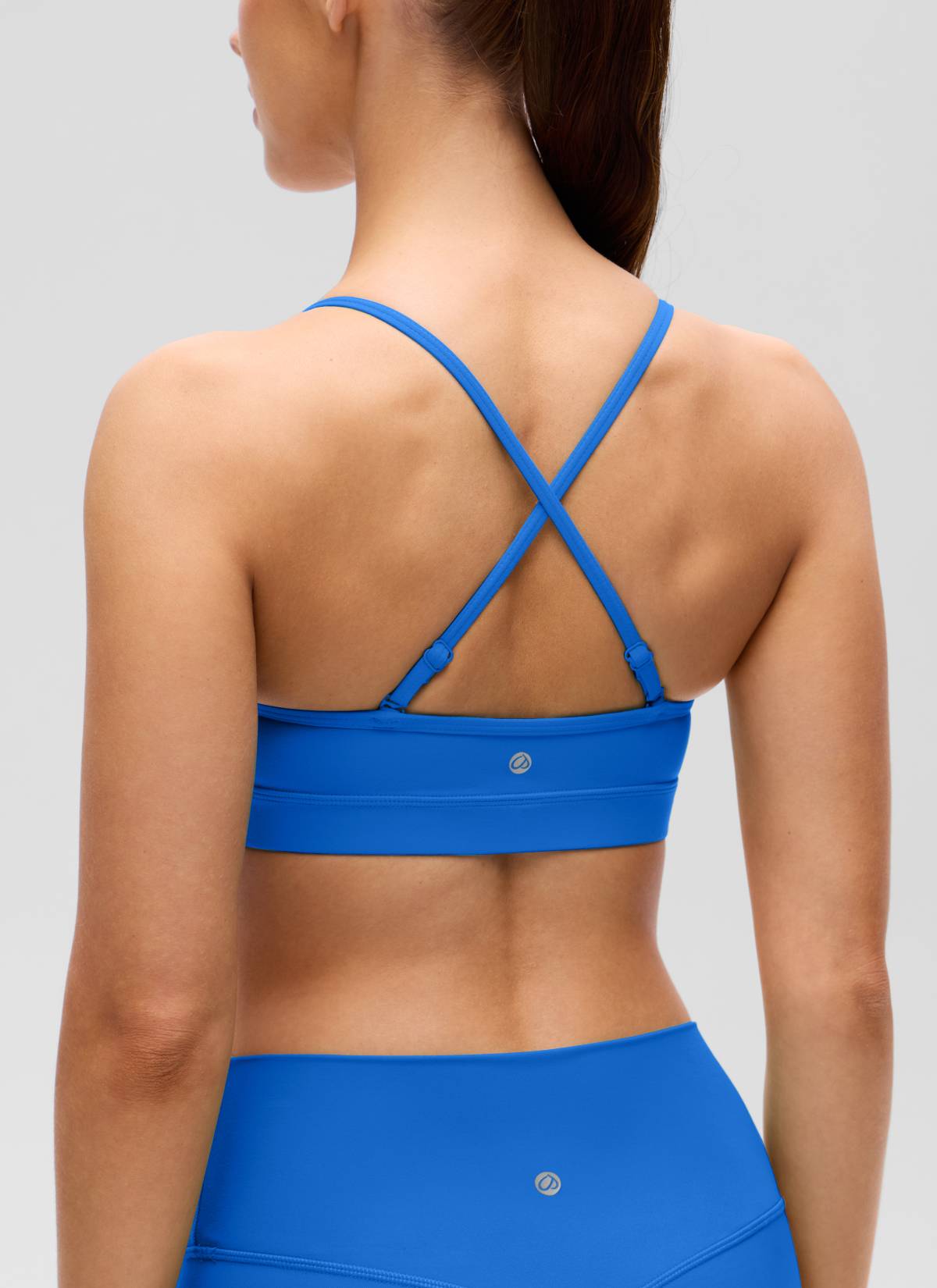 CRZ YOGA Butterluxe Bra Sukan Yoga Berlapik Leher V Wanita Berkilau Biru
