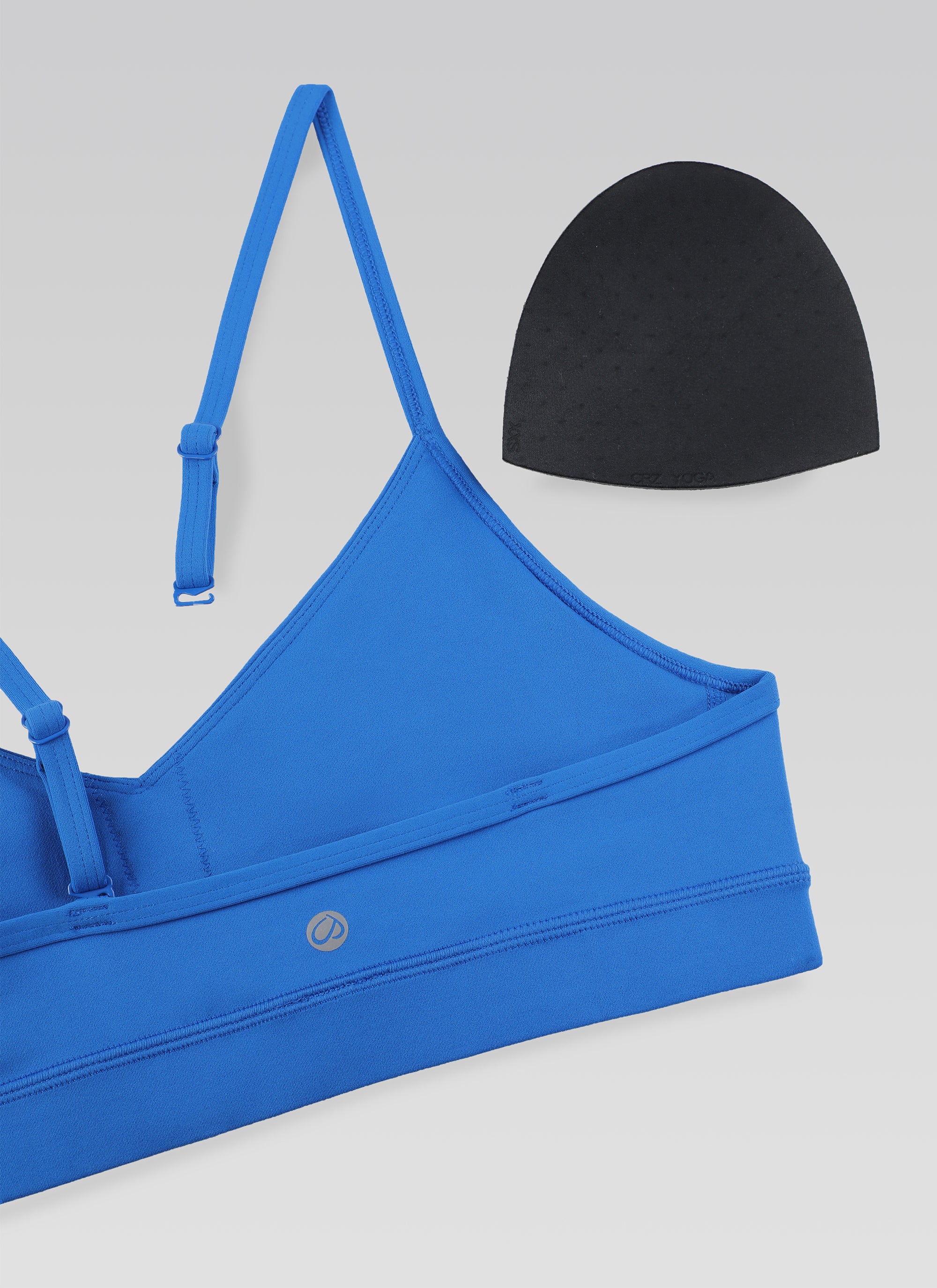 CRZ YOGA Butterluxe Bra Sukan Yoga Berlapik Leher V Wanita Berkilau Biru