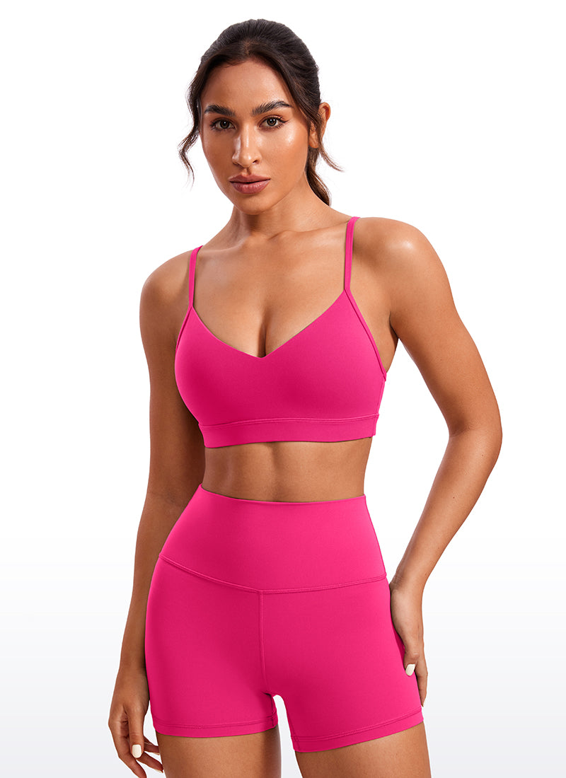 CRZ YOGA Butterluxe Bra Sukan Yoga Berlapik Leher V Wanita Granita Merah Jambu