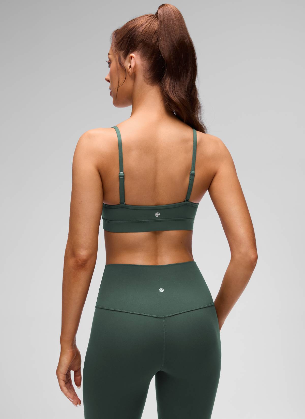 CRZ YOGA Butterluxe Bra Sukan Berlapik Yoga Kamisol Leher V Wanita Hijau Hutan Gelap