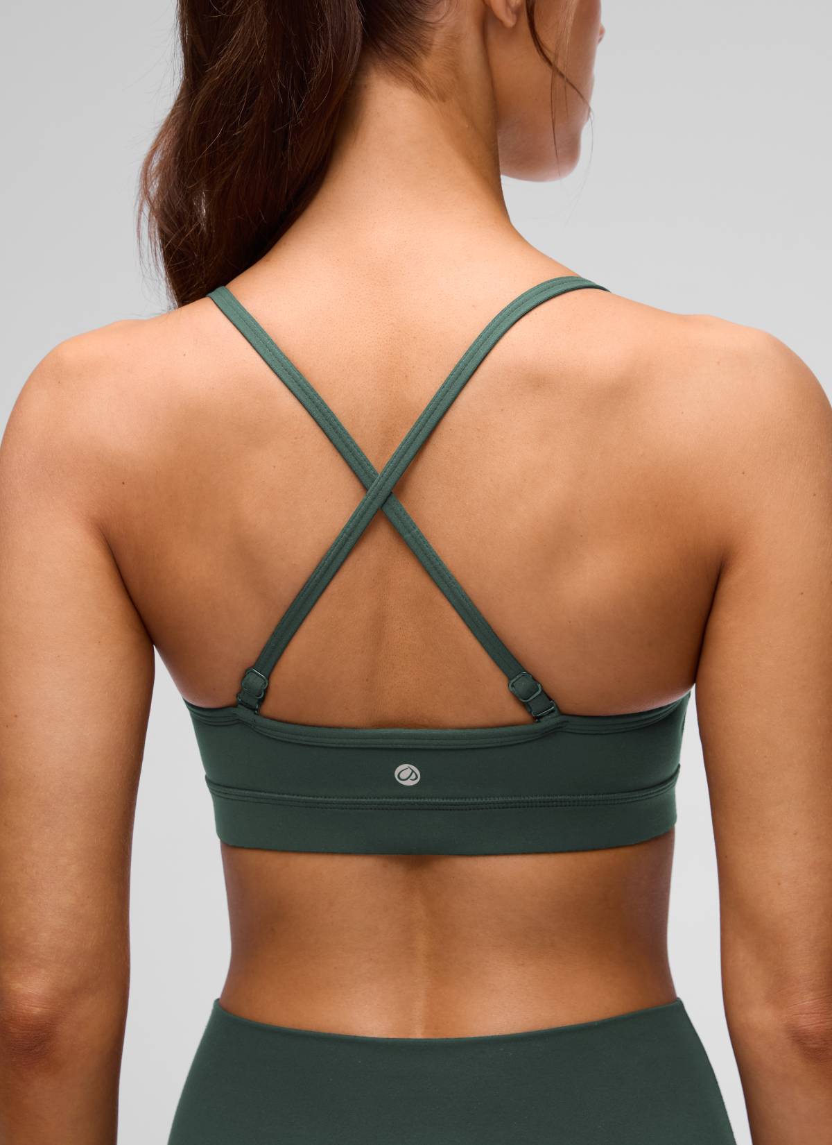 CRZ YOGA Butterluxe Bra Sukan Berlapik Yoga Kamisol Leher V Wanita Hijau Hutan Gelap