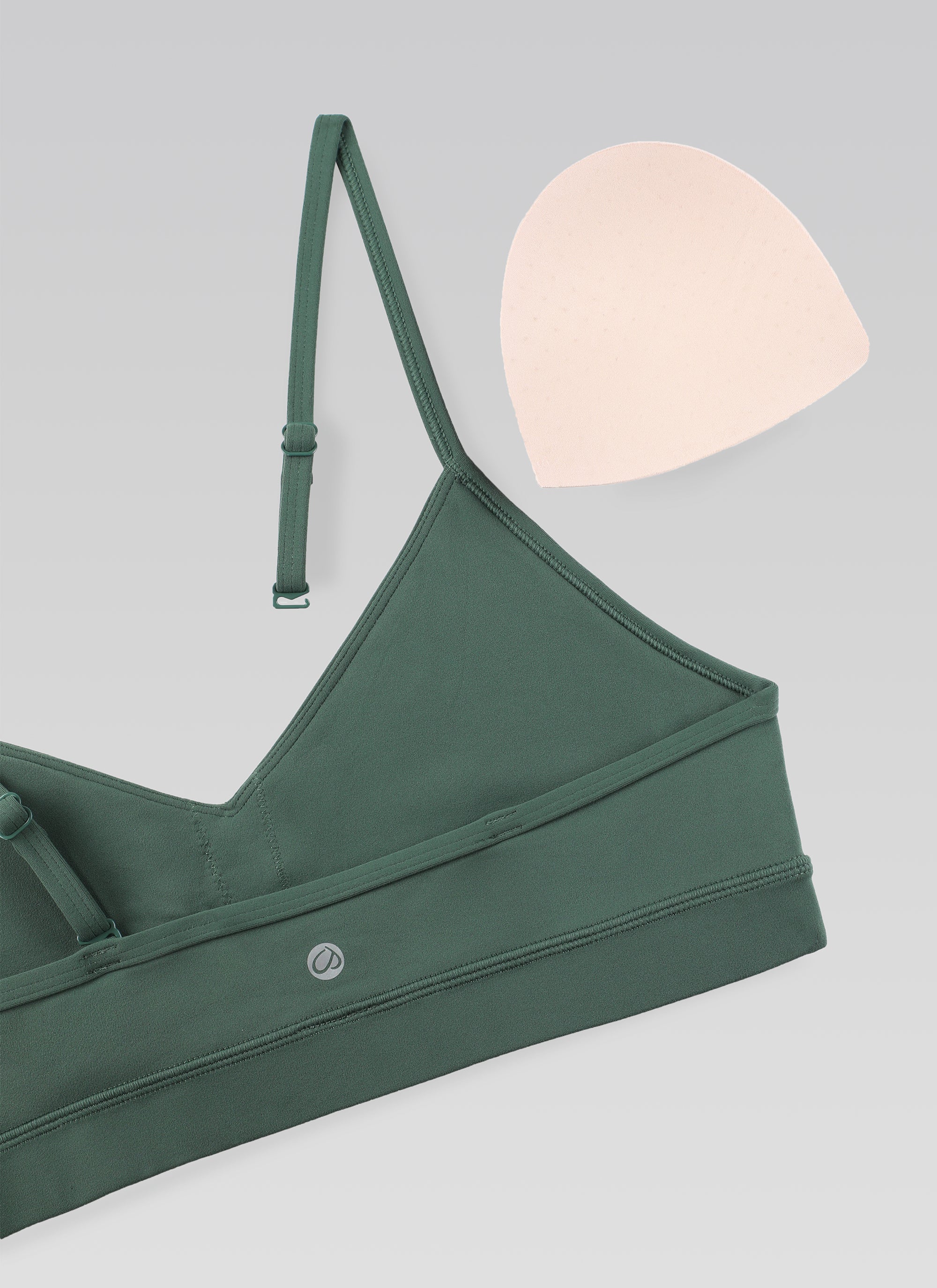 CRZ YOGA Butterluxe Bra Sukan Berlapik Yoga Kamisol Leher V Wanita Hijau Hutan Gelap
