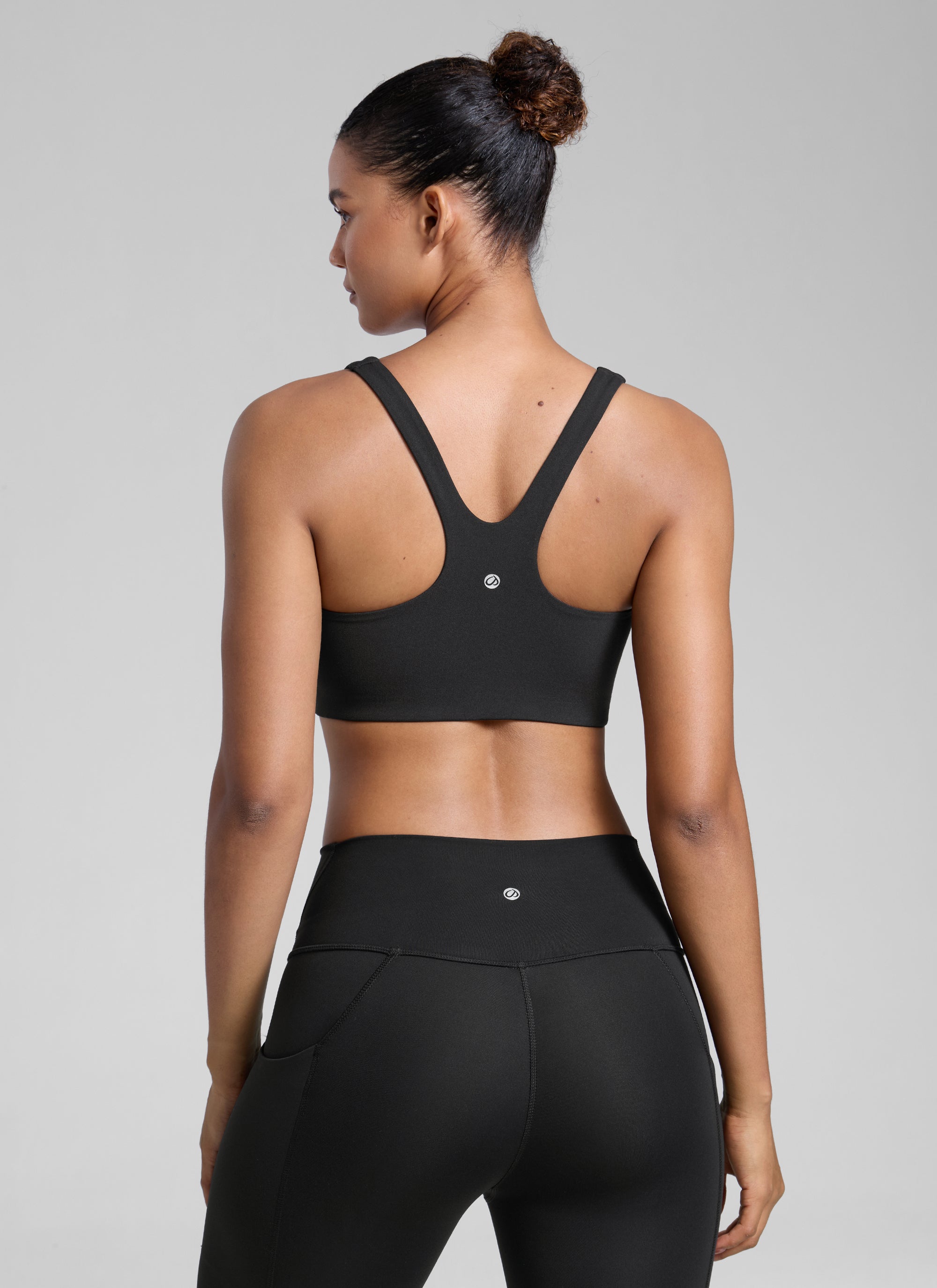 CRZ YOGA Wanita Butterlift Bra Sukan Yoga Leher Segi Empat Berlapis Berganda Hitam