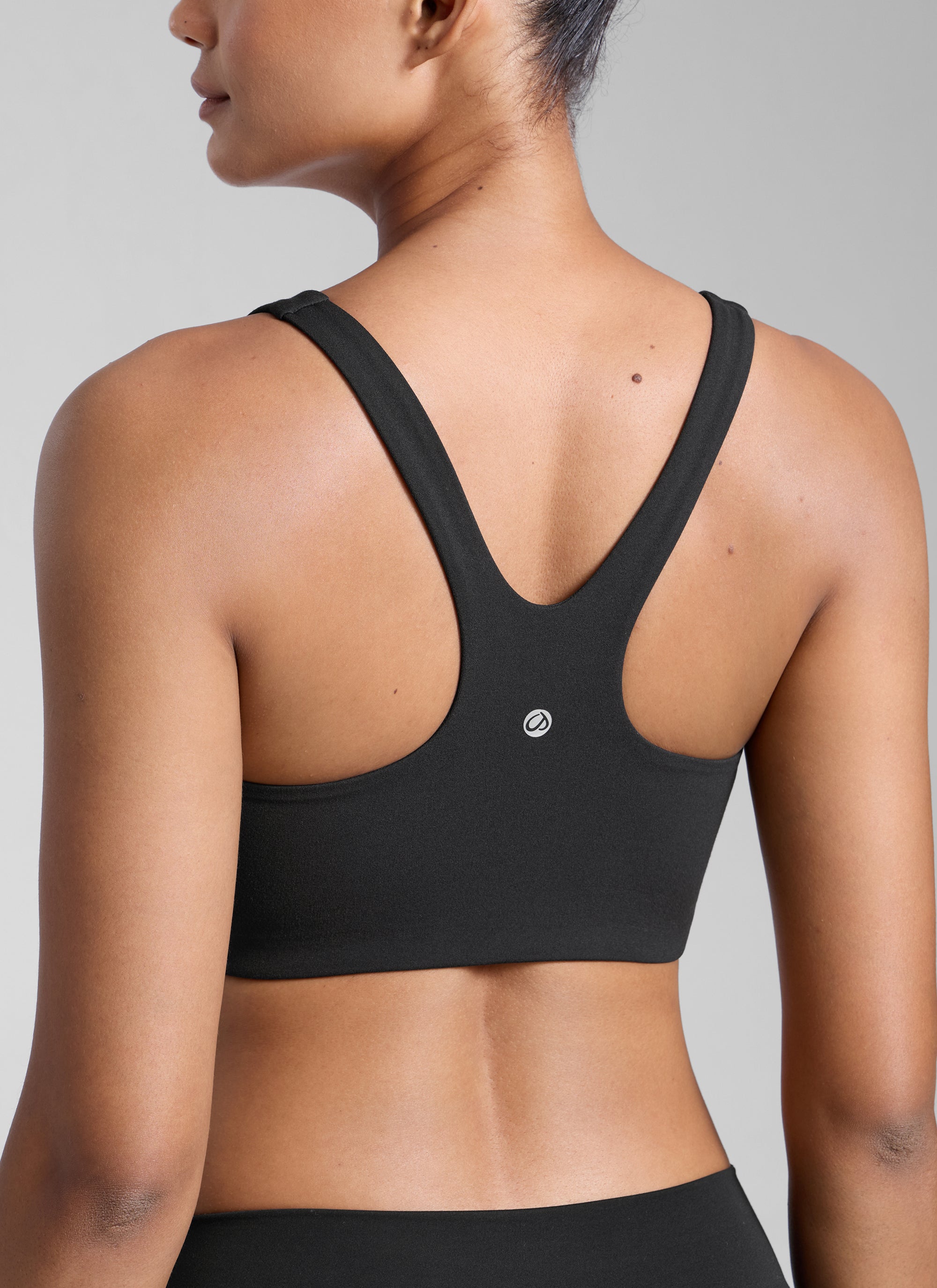 CRZ YOGA Wanita Butterlift Bra Sukan Yoga Leher Segi Empat Berlapis Berganda Hitam
