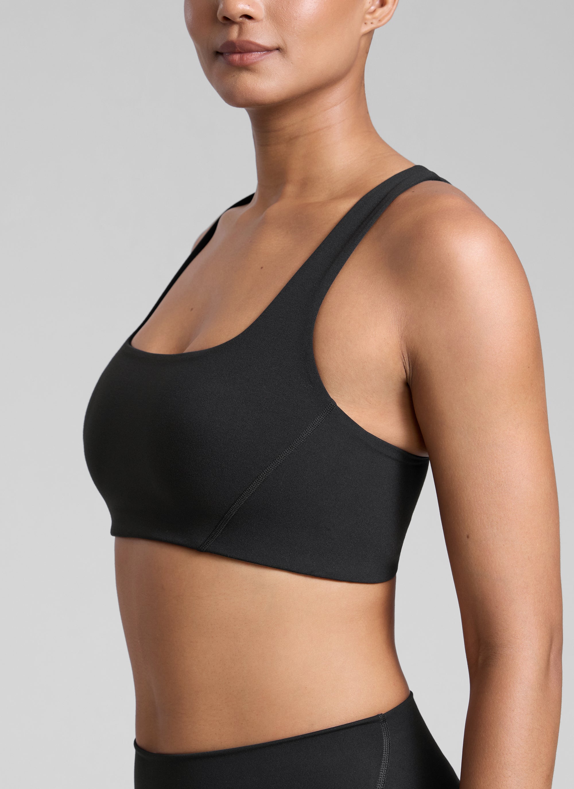 CRZ YOGA Wanita Butterlift Bra Sukan Yoga Leher Segi Empat Berlapis Berganda Hitam
