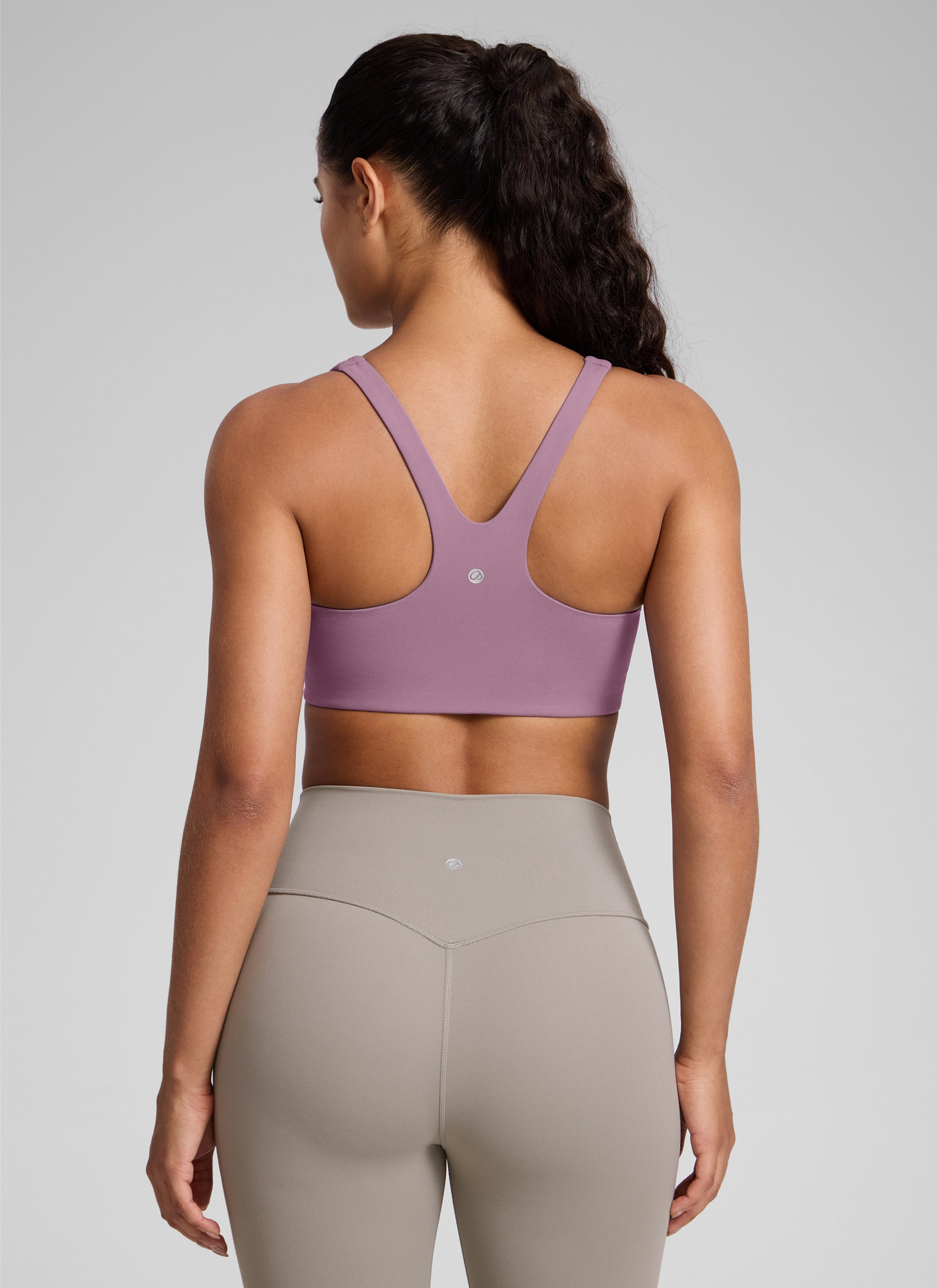 CRZ YOGA Wanita Butterlift Bra Sukan Yoga Leher Segi Empat Berlapis Dua Lavender Muda