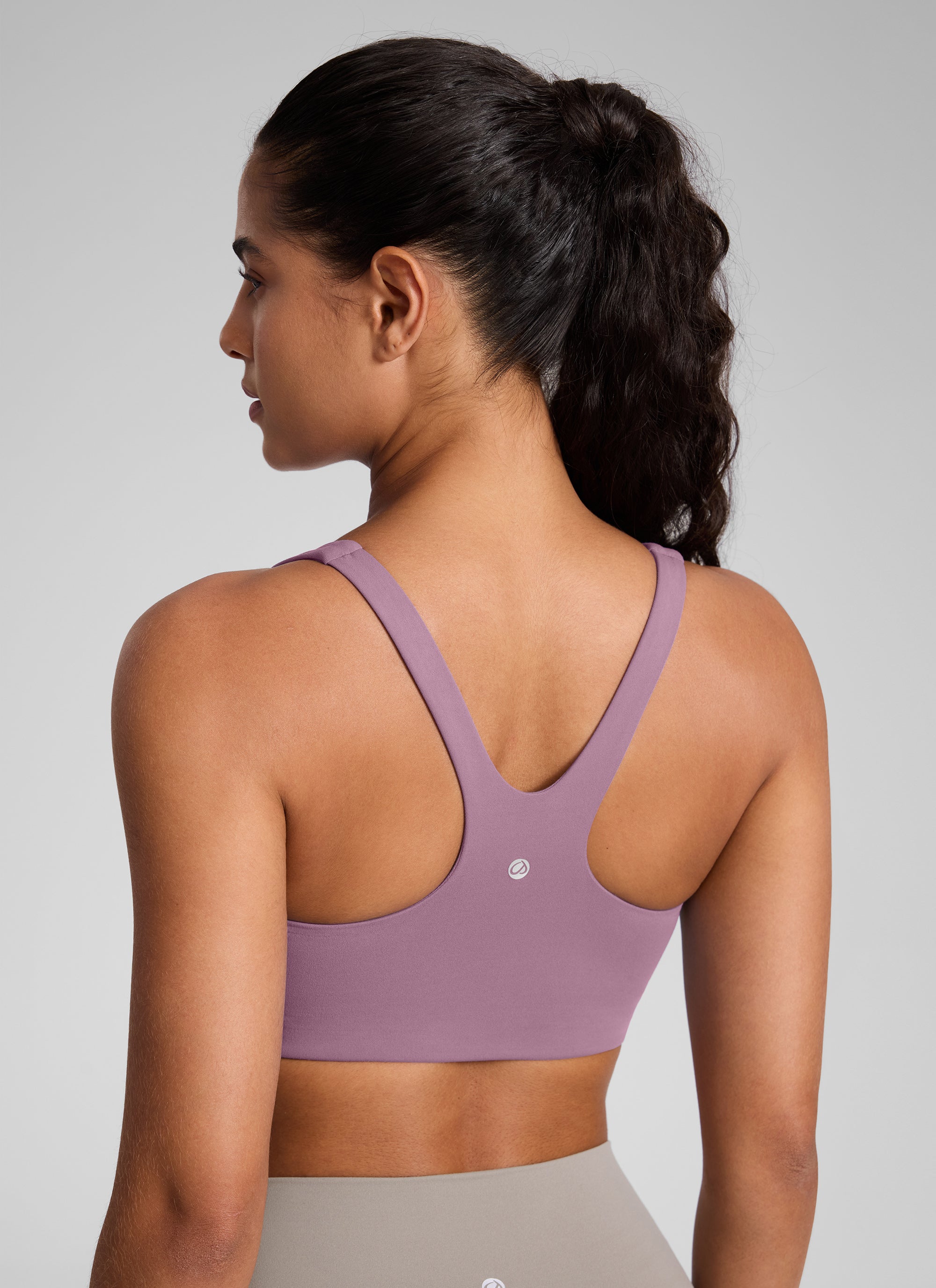 CRZ YOGA Wanita Butterlift Bra Sukan Yoga Leher Segi Empat Berlapis Dua Lavender Muda