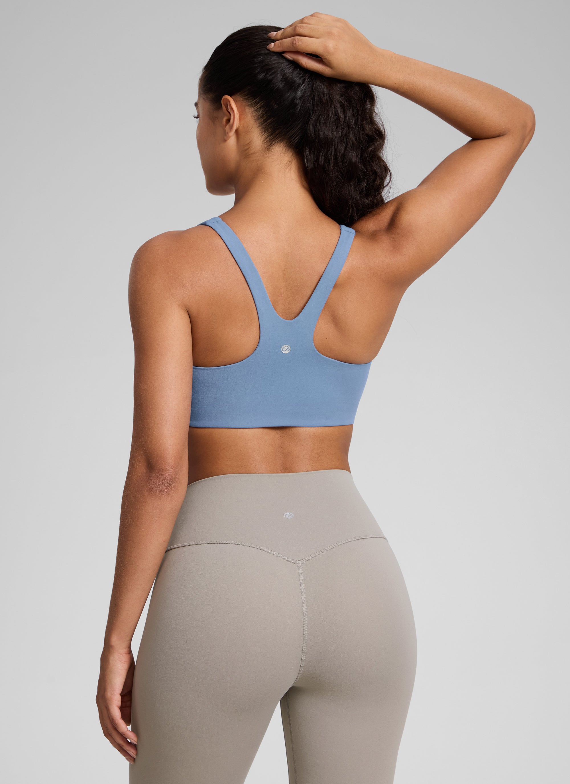 CRZ YOGA Wanita Butterlift Bra Sukan Yoga Leher Segi Empat Berlapis Dua Denim Dibasuh