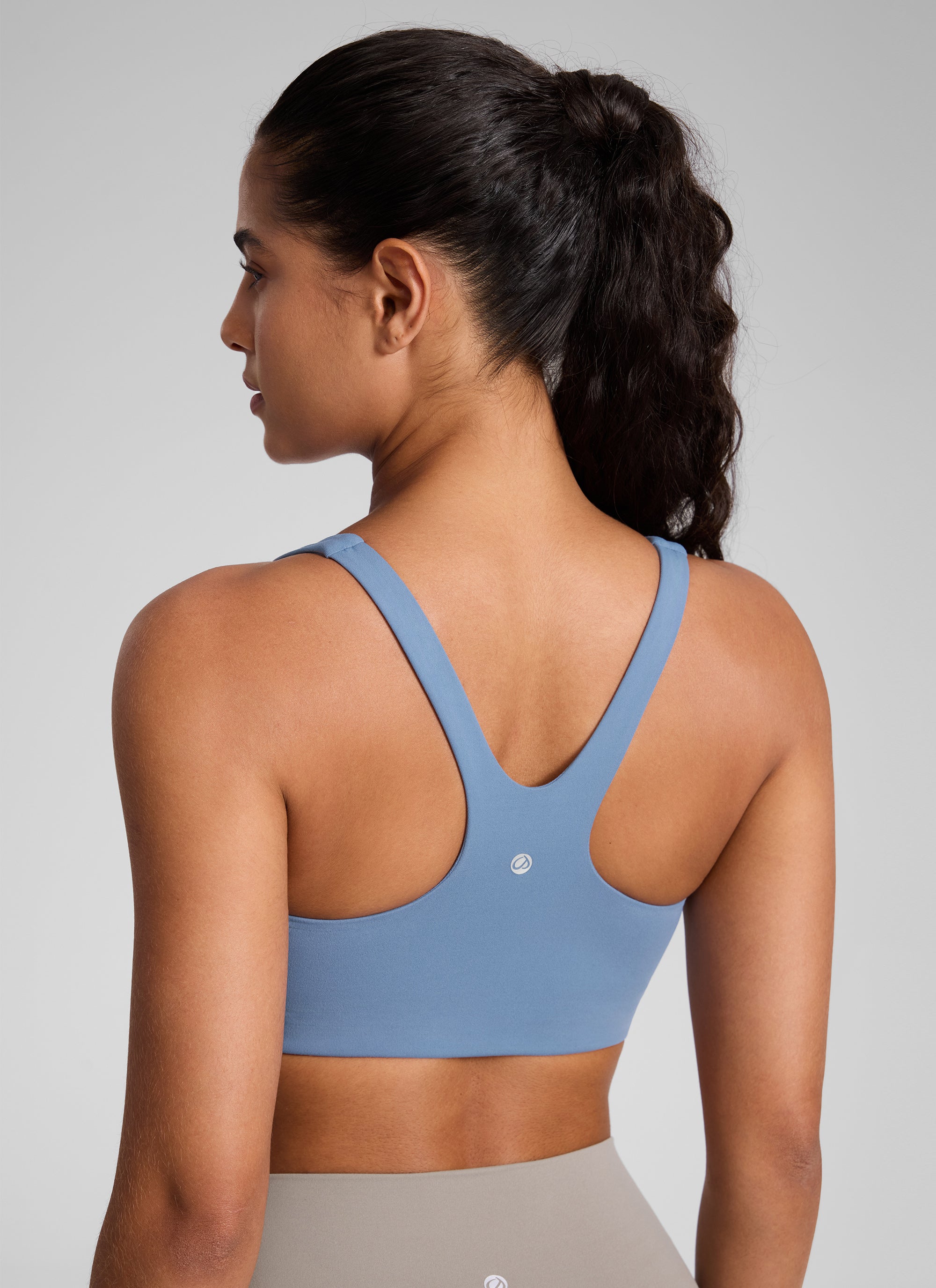 CRZ YOGA Wanita Butterlift Bra Sukan Yoga Leher Segi Empat Berlapis Dua Denim Dibasuh