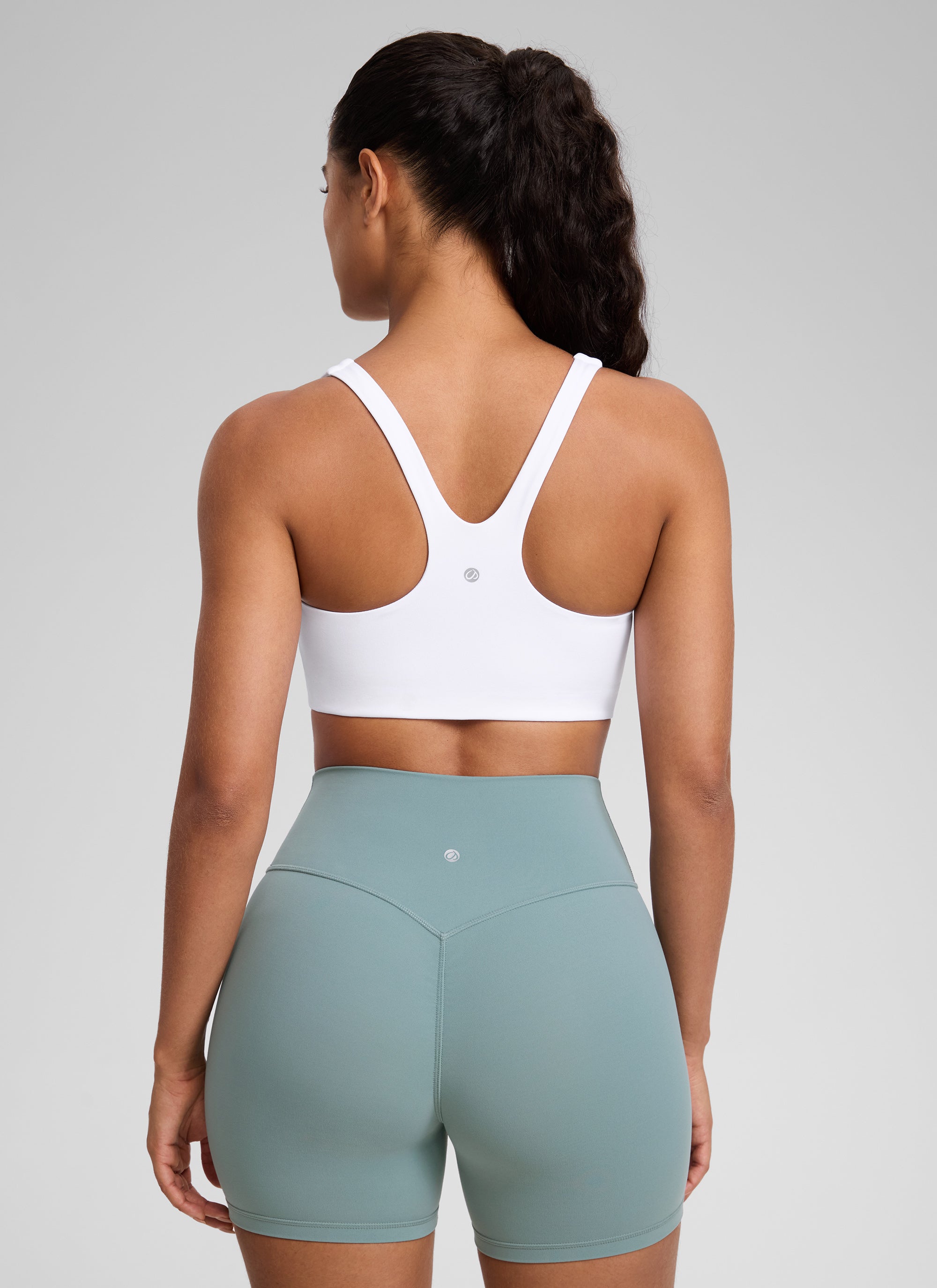 CRZ YOGA Wanita Butterlift Bra Sukan Yoga Leher Segi Empat Berlapis Dua Putih
