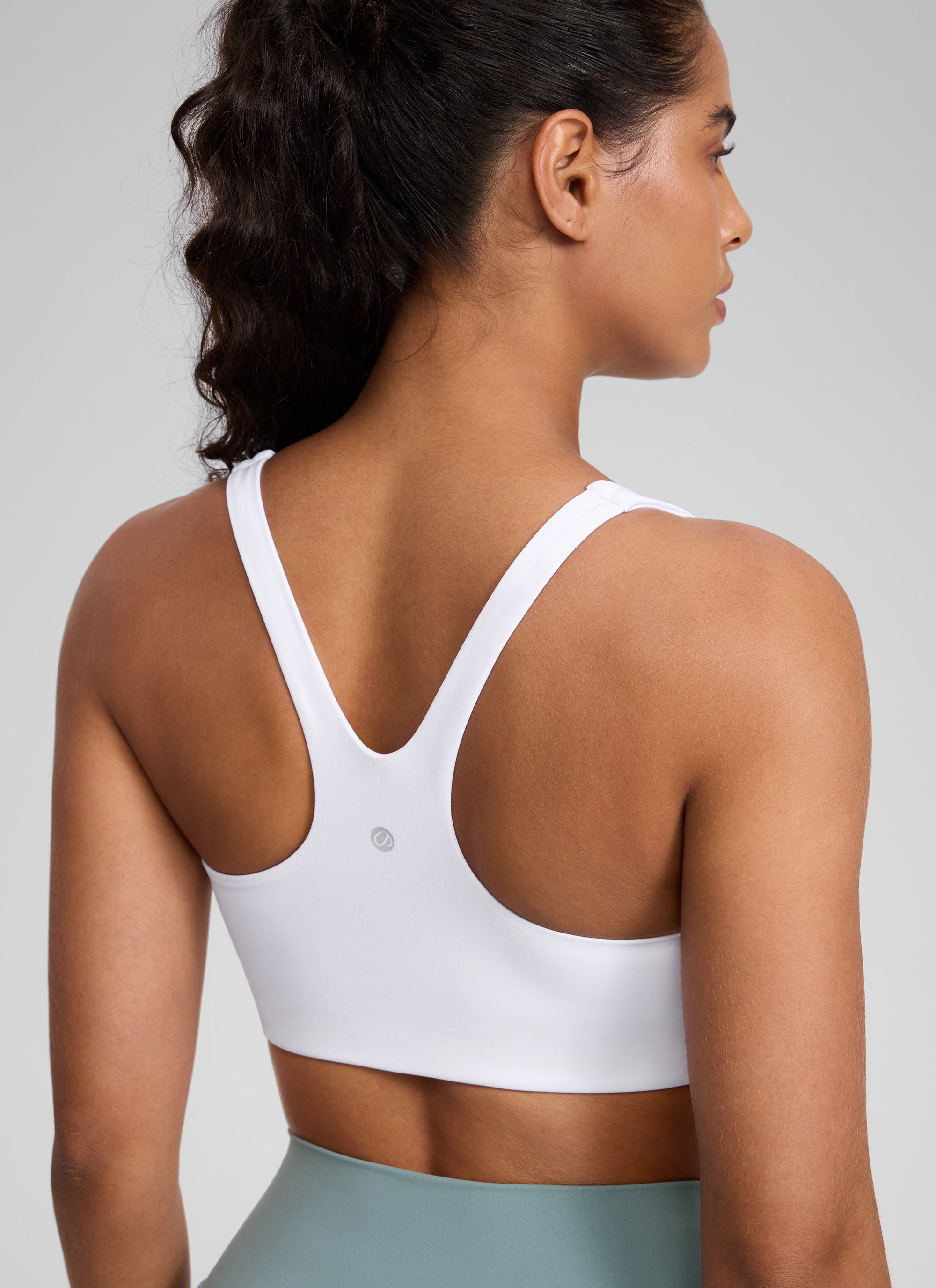 CRZ YOGA Wanita Butterlift Bra Sukan Yoga Leher Segi Empat Berlapis Dua Putih