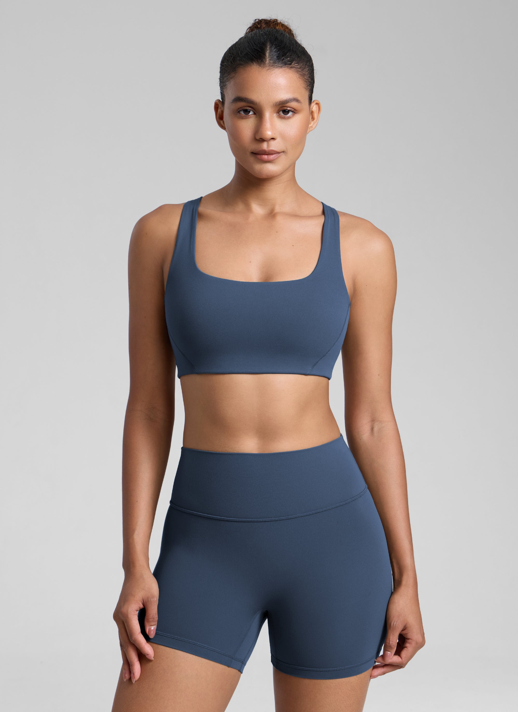CRZ YOGA Wanita Butterlift Bra Sukan Yoga Leher Segi Empat Berlapis Berganda Stelindigo
