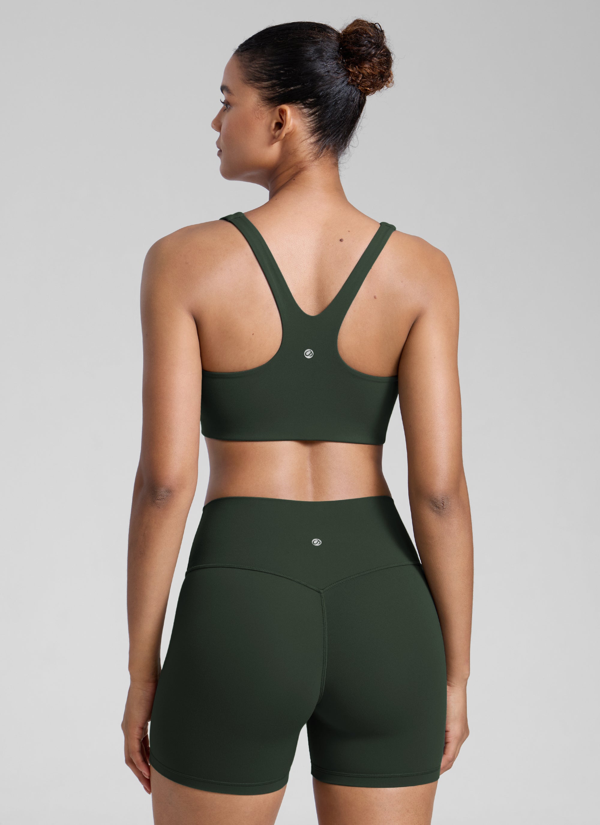 CRZ YOGA Wanita Butterlift Bra Sukan Yoga Leher Segi Empat Berlapis Dua Warna Hijau Legend