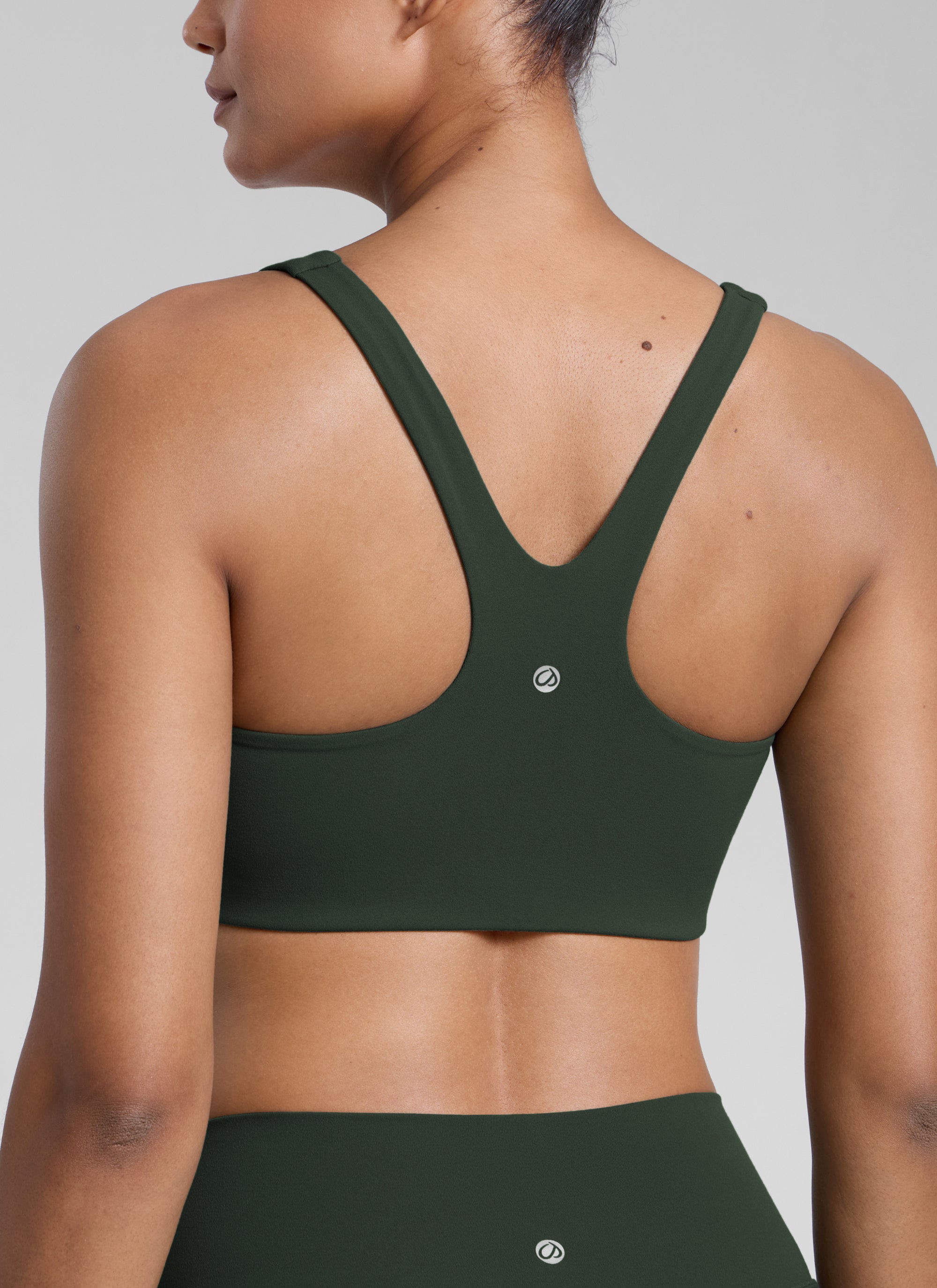 CRZ YOGA Wanita Butterlift Bra Sukan Yoga Leher Segi Empat Berlapis Dua Warna Hijau Legend